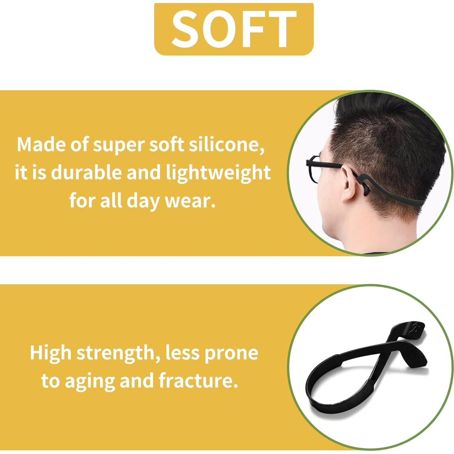 Correas de Gafas de Silicona - 3 Paquetes Ajustables