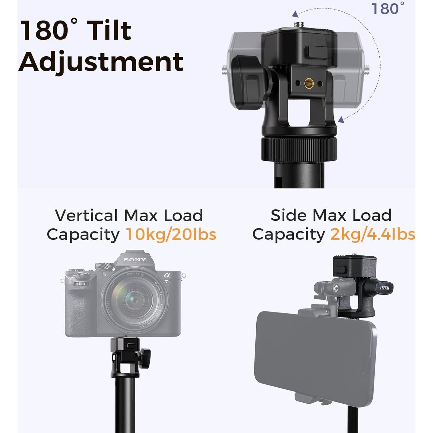 Trípode Ajustable Leekai 213 cm con Soporte para Teléfono