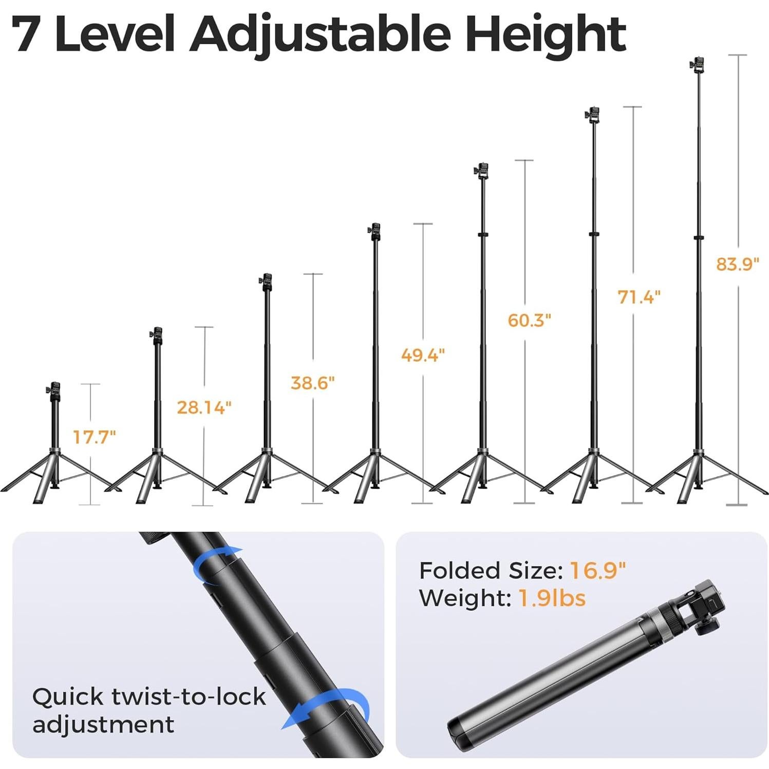 Trípode Ajustable Leekai 213 cm con Soporte para Teléfono