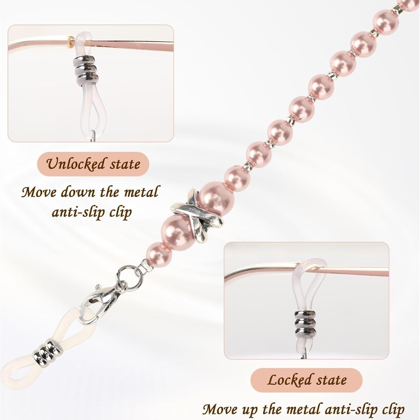 Cadena de Gafas de Perlas Rosa 70 cm Soporte para Gafas