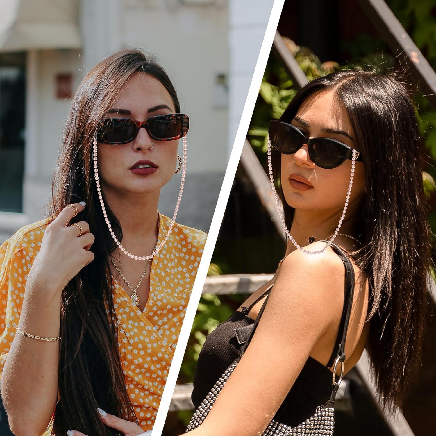 Cadena de Gafas de Perlas Rosa 70 cm Soporte para Gafas