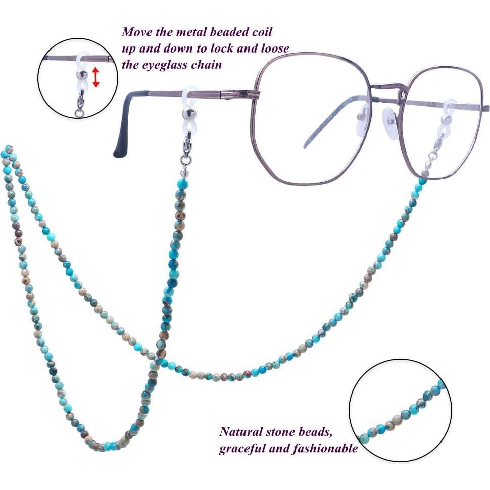 Cadena de Gafas KAI Top de Piedra Natural Azul 73 cm