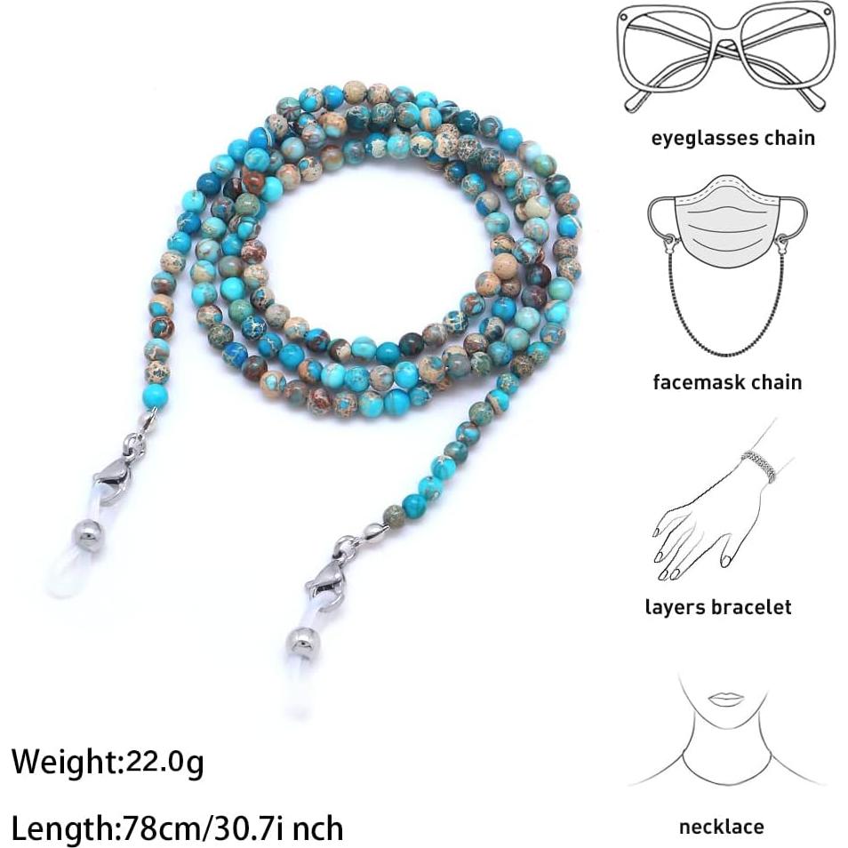 Cadena de Gafas KAI Top de Piedra Natural Azul 73 cm