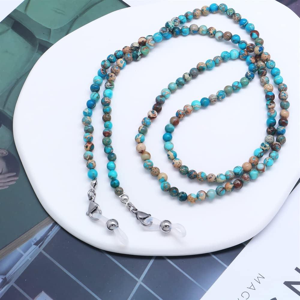 Cadena de Gafas KAI Top de Piedra Natural Azul 73 cm