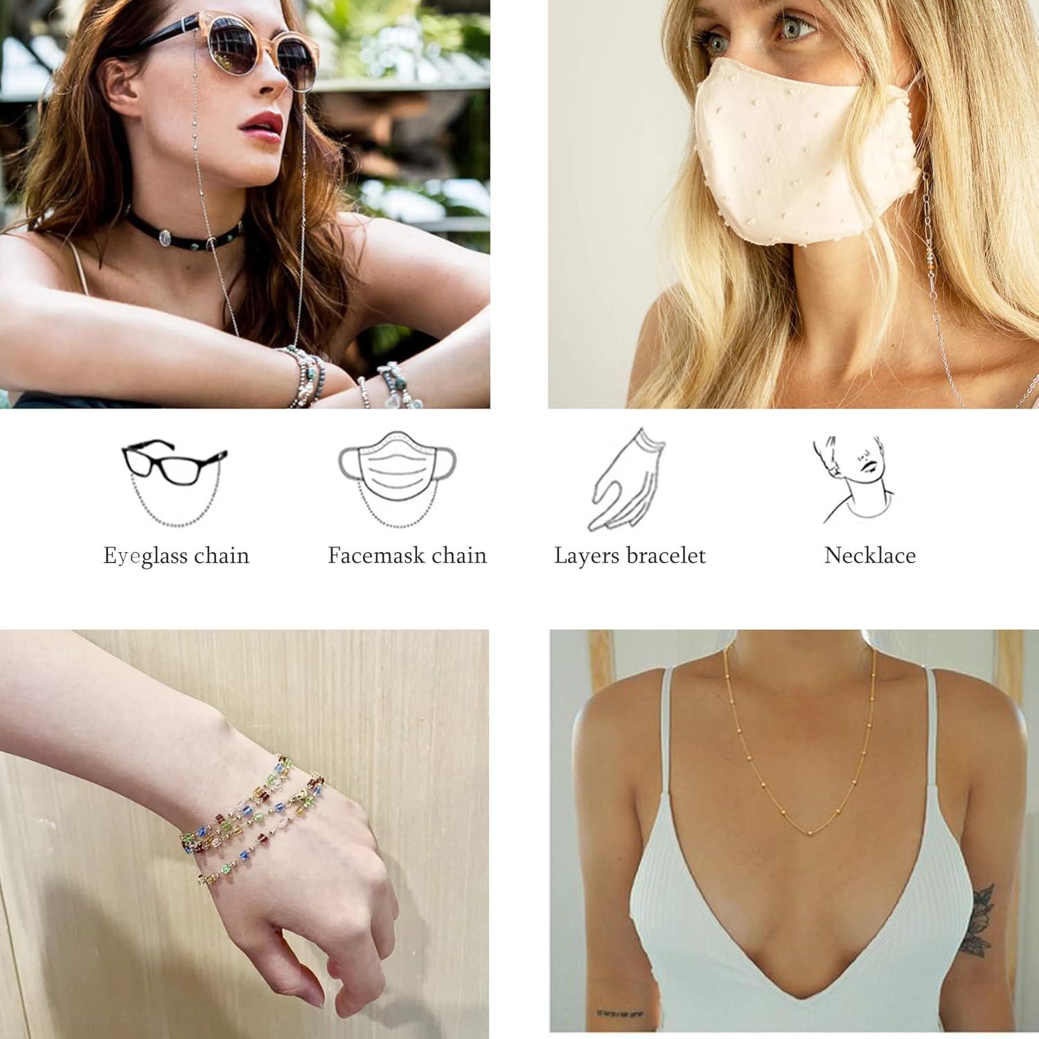 Cadena de Gafas JURYLOO Aventurina Verde Natural 71.88 cm