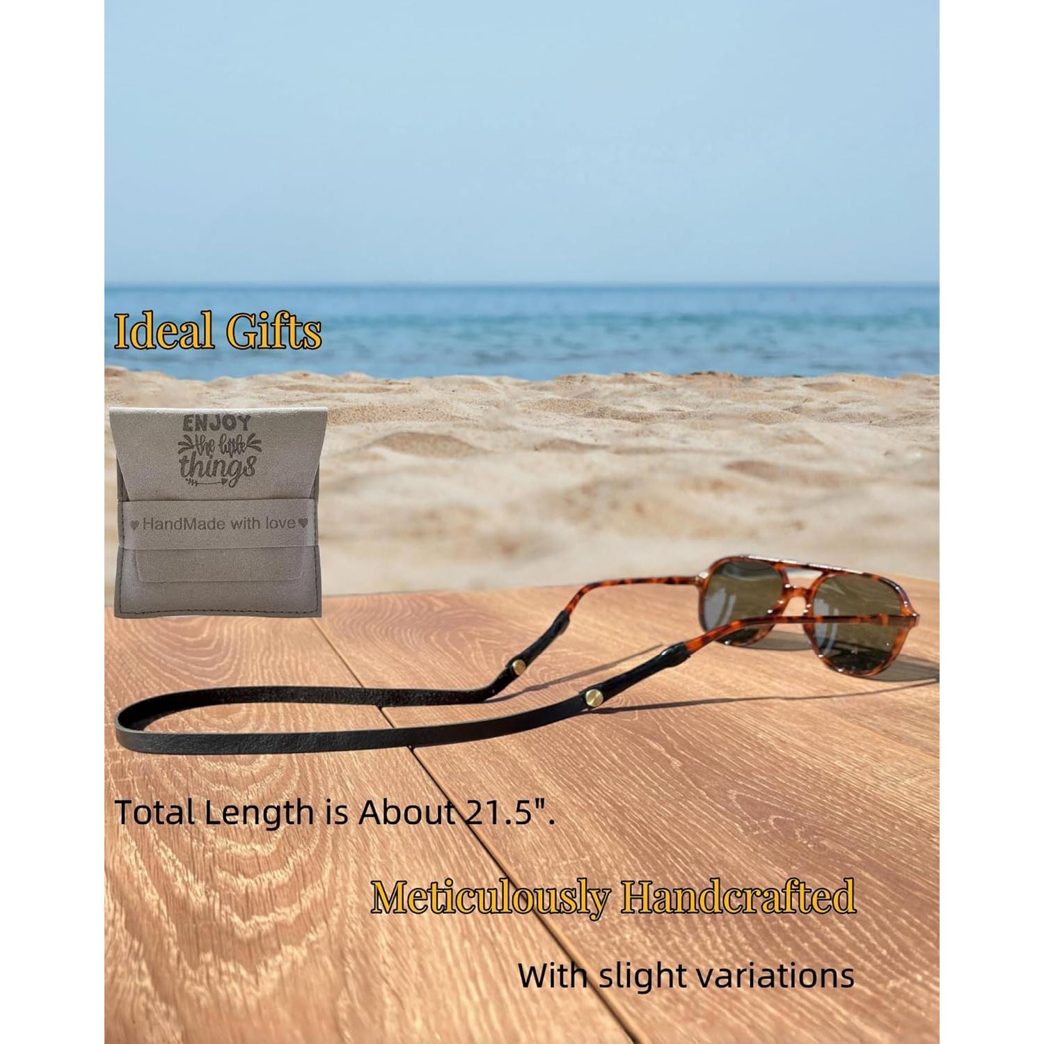 Correa de Gafas de Cuero PVS-001 Negra para Sol y Vista