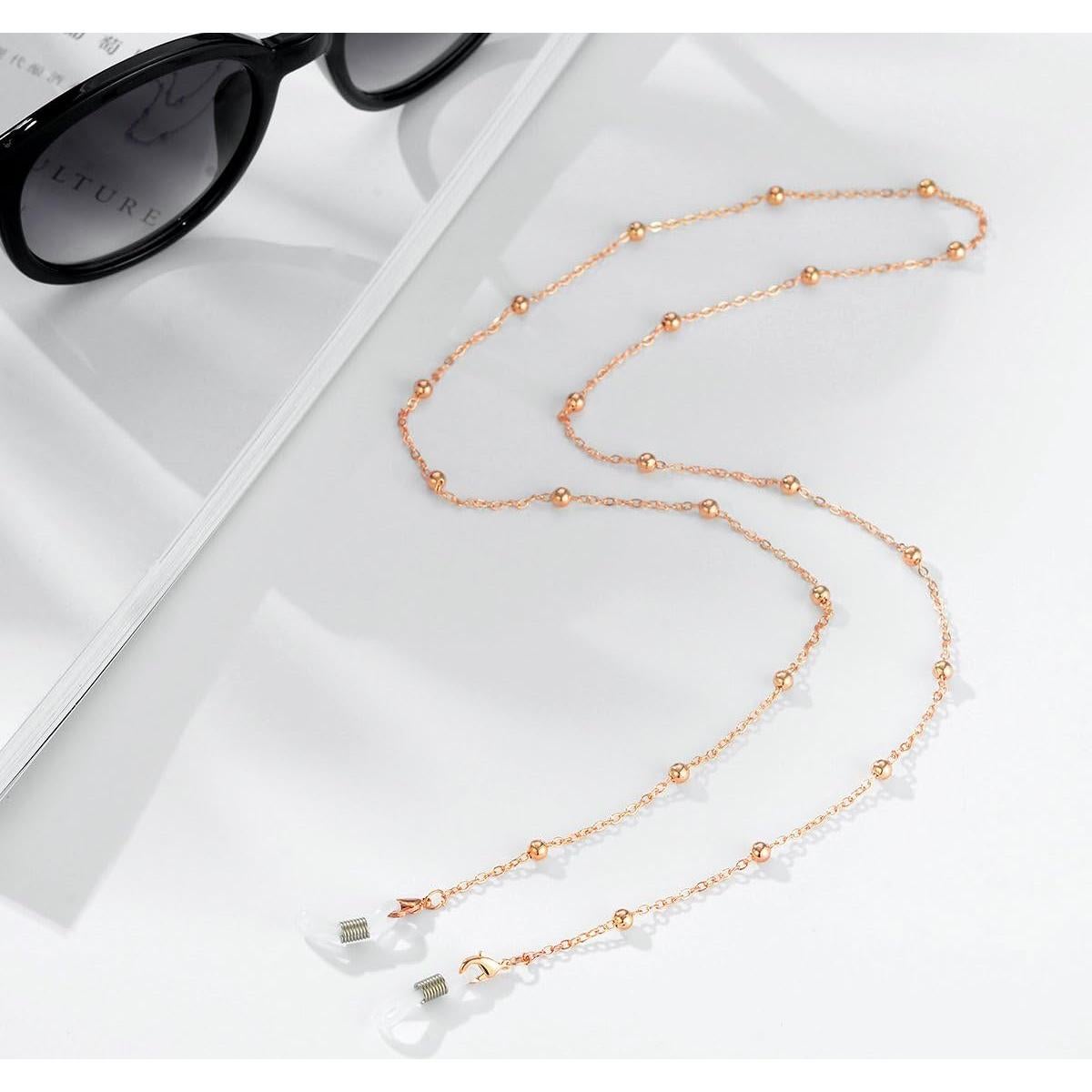 Cadena de Gafas Oro Rosa Ajustable para Mujeres 78 cm