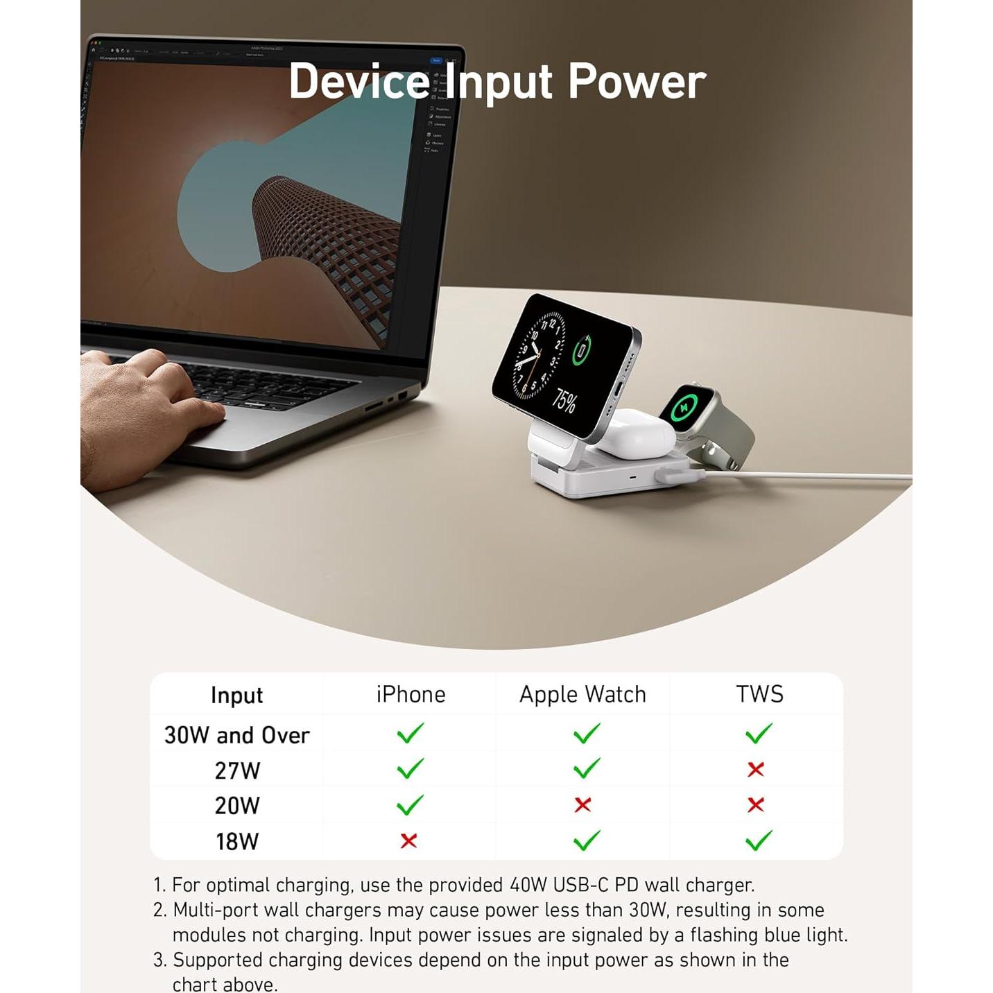 Estación de Carga Anker MagGo 3-en-1 para iPhone 16