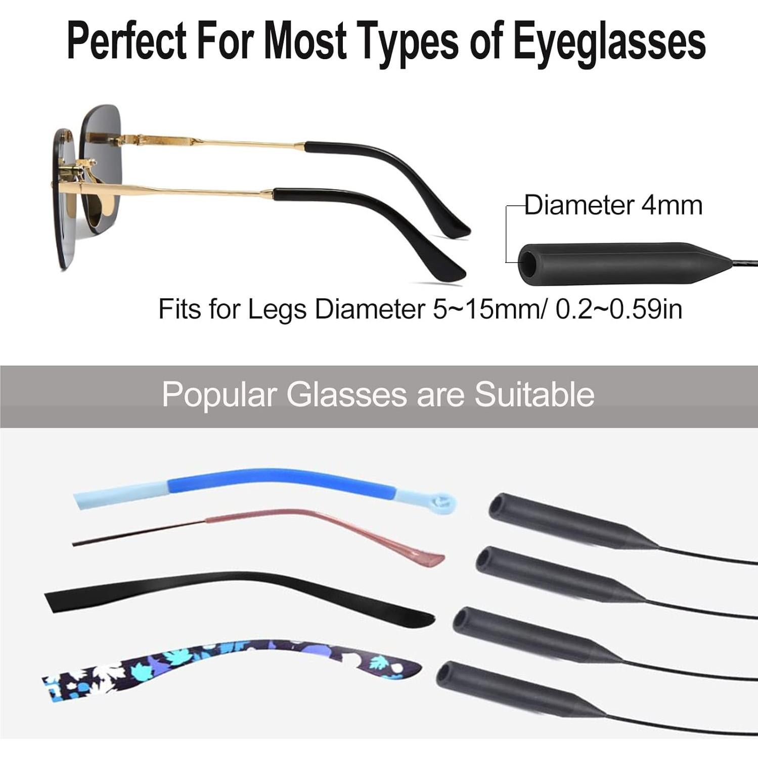 Correa Ajustable para Gafas 4pcs - Antideslizante Negro