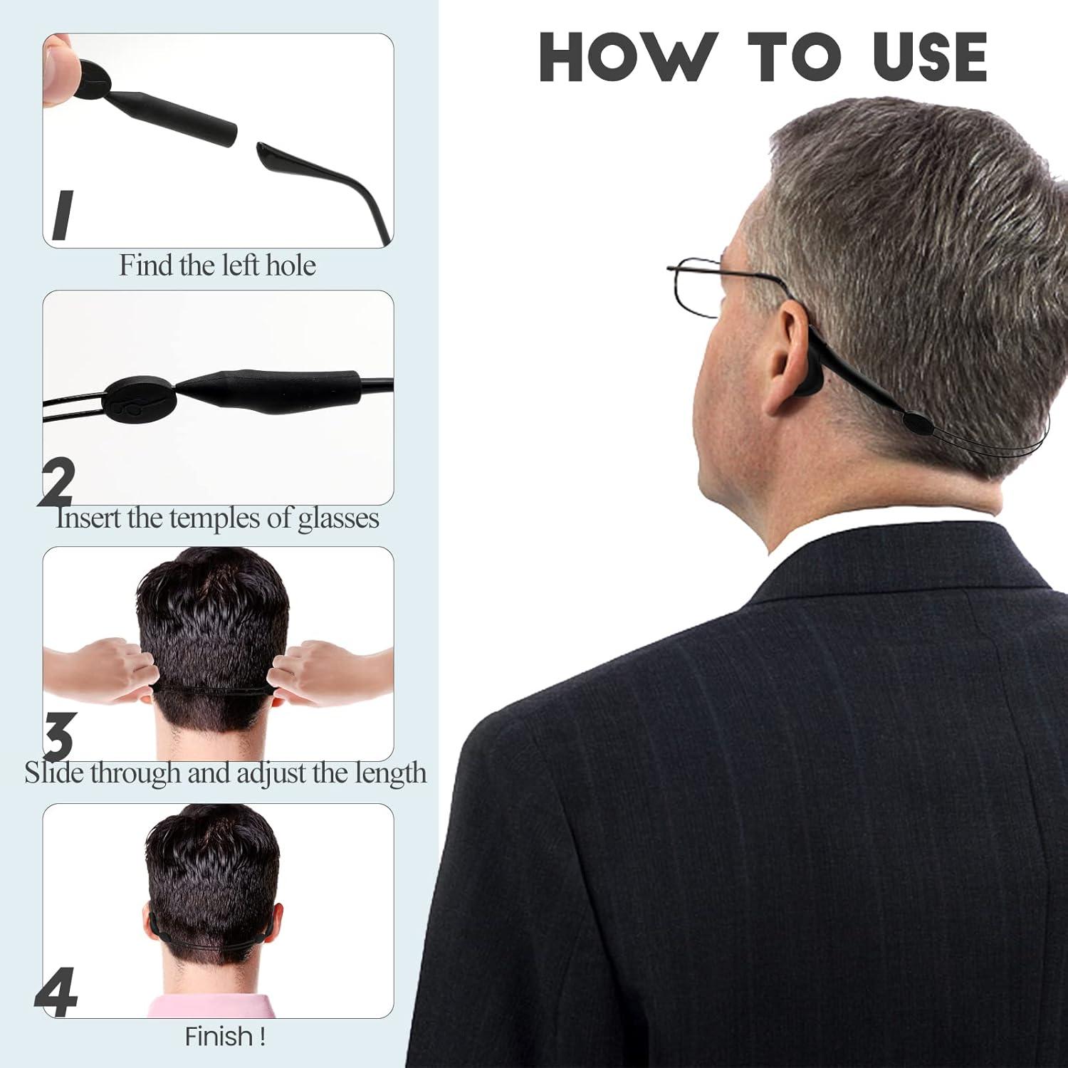 Correa Ajustable para Gafas 4pcs - Antideslizante Negro