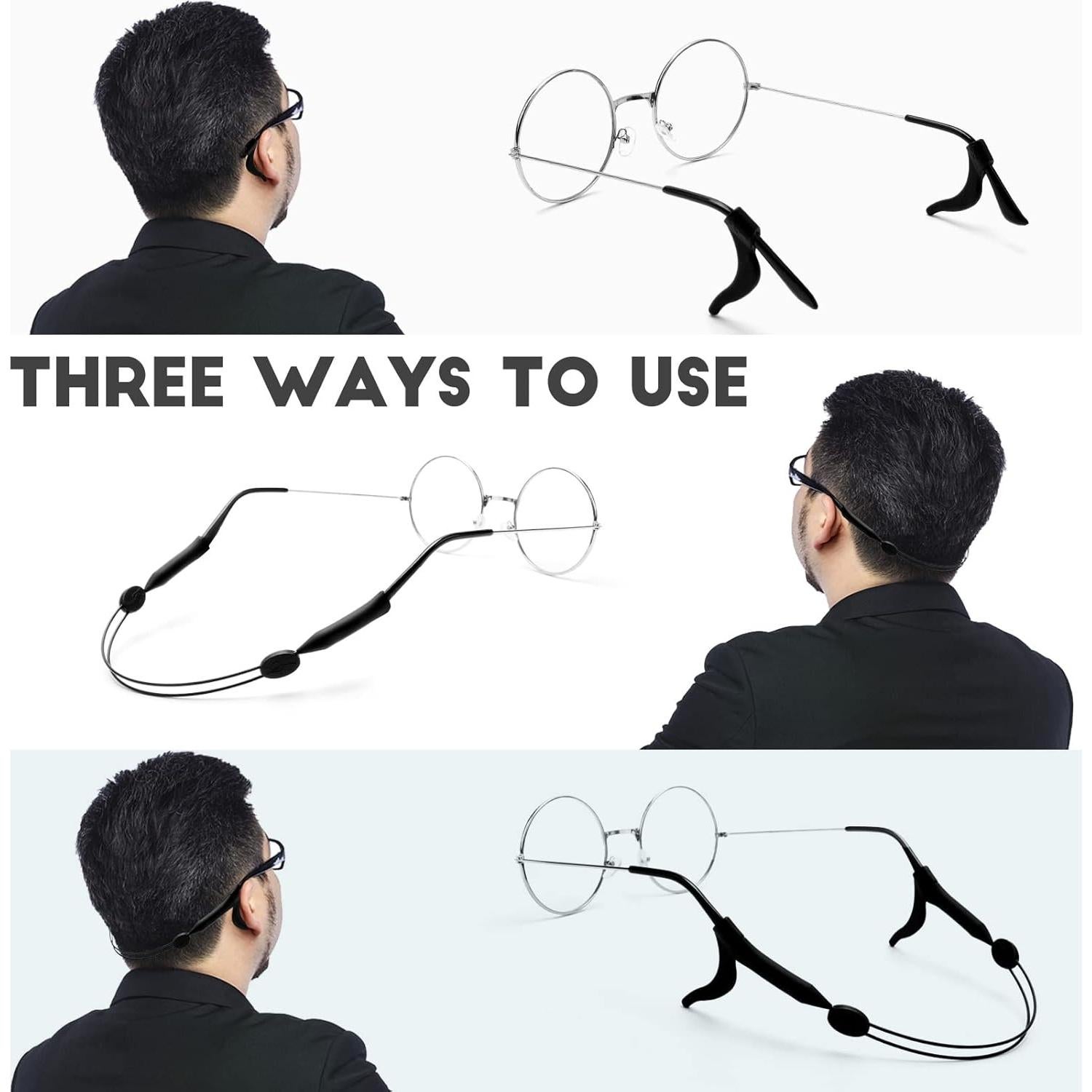 Correa Ajustable para Gafas 4pcs - Antideslizante Negro