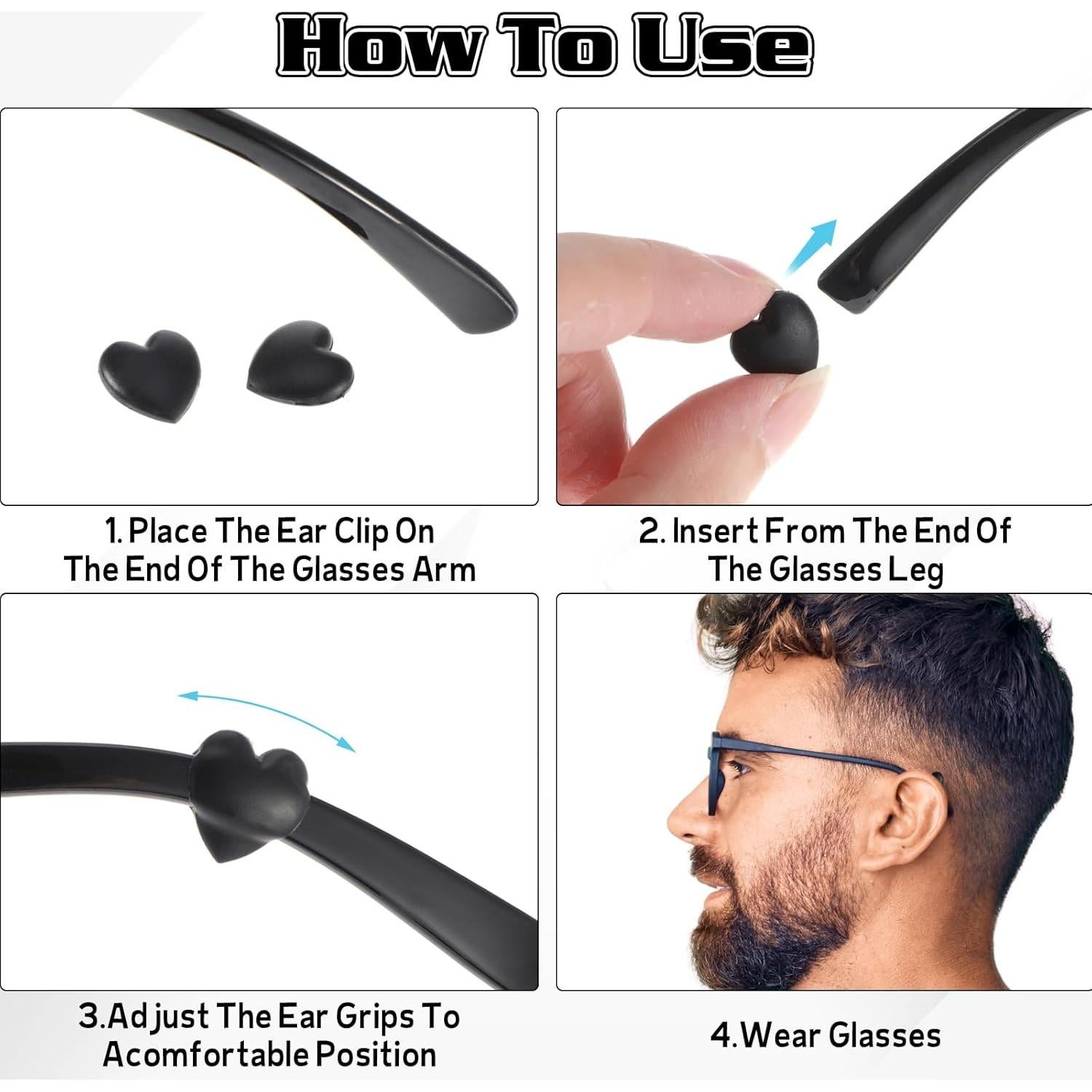 32 Sujetadores de Gafas Silicona Corazón Antideslizante