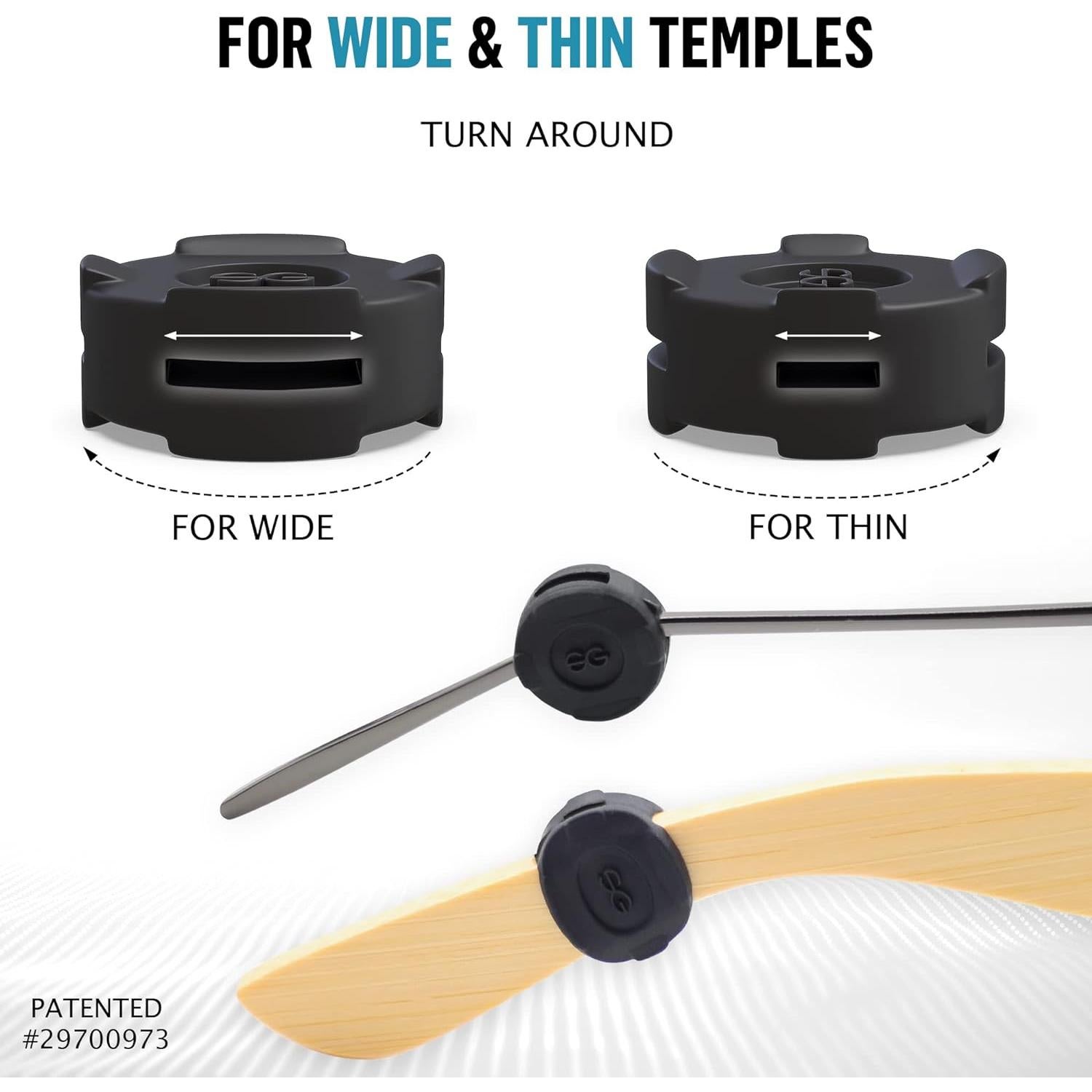 Agarraderas de Silicona SIGONNA para Gafas - 12 Pares Negros