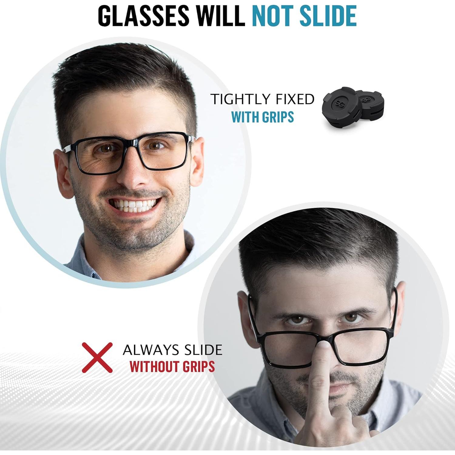 Agarraderas de Silicona SIGONNA para Gafas - 12 Pares Negros