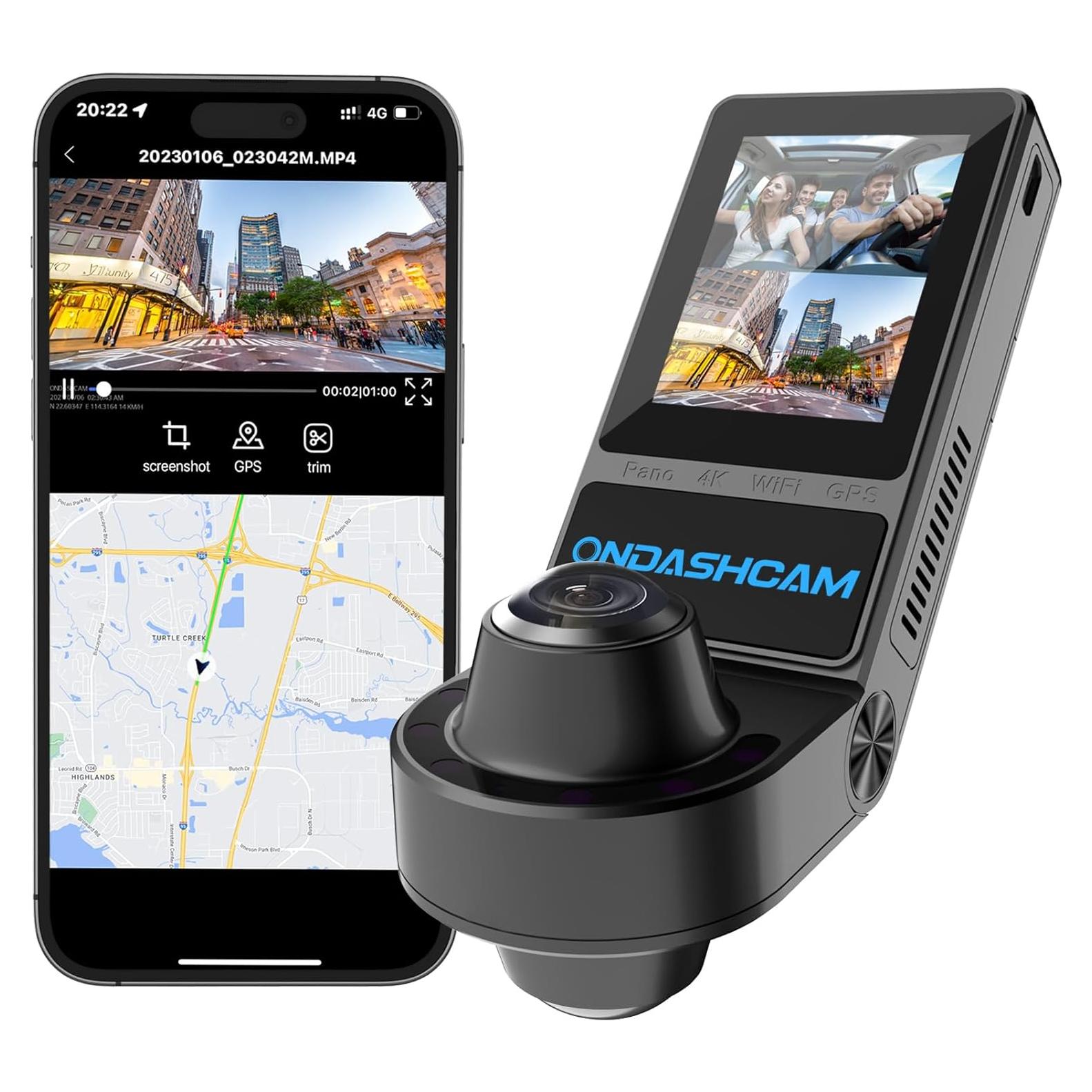 Cámara Dash ONDASHCAM O3 360° 4K UHD GPS WiFi 5G