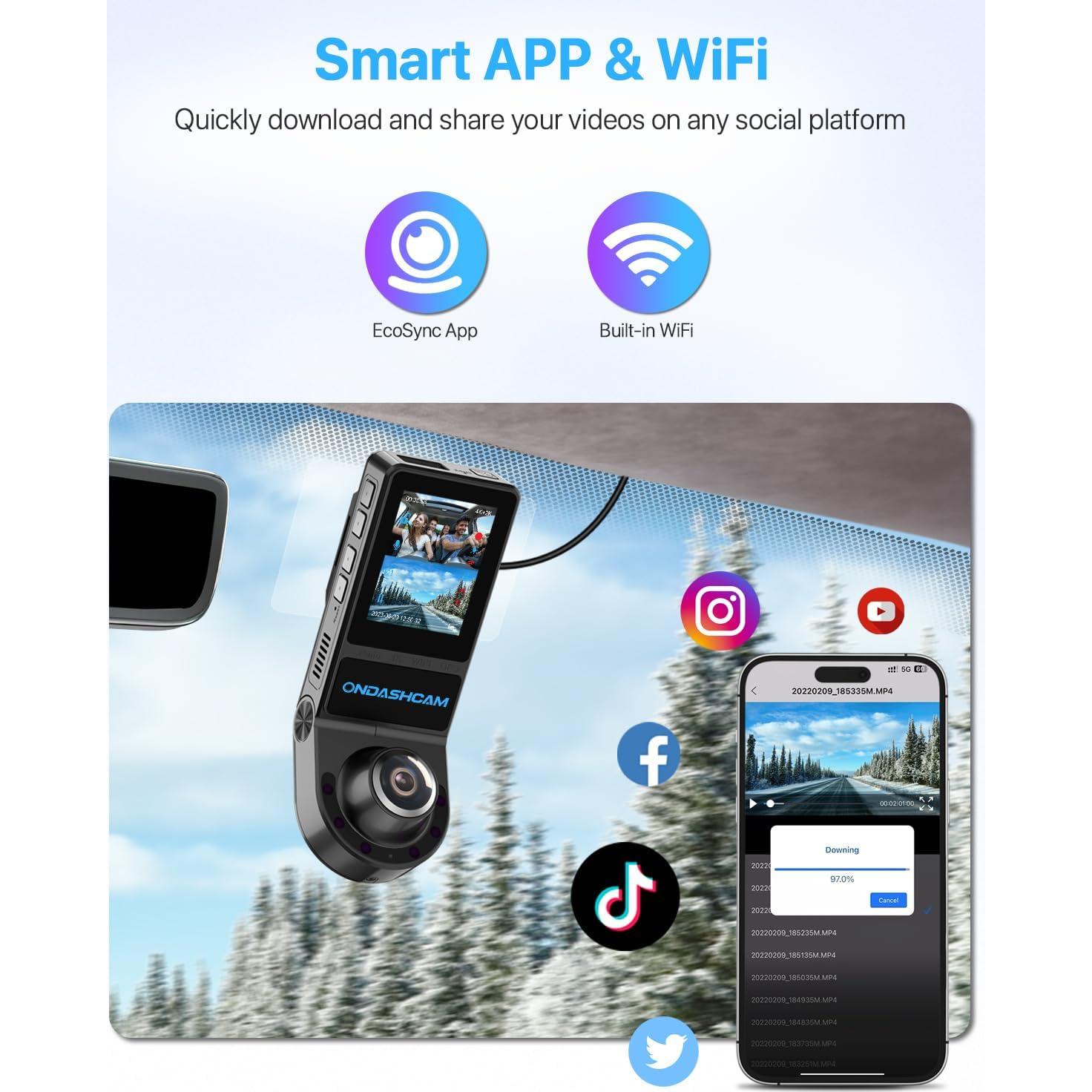 Cámara Dash ONDASHCAM O3 360° 4K UHD GPS WiFi 5G