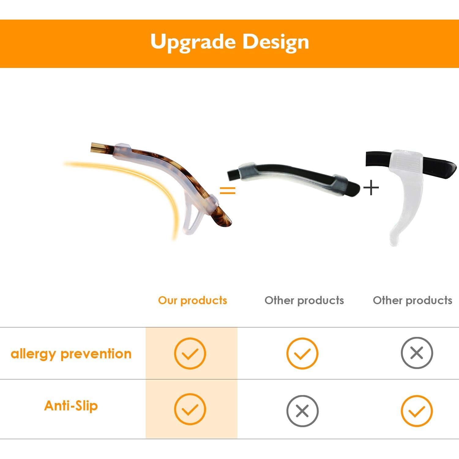 Mangas de agarre para gafas TOPOPTIC 6 pares antideslizantes