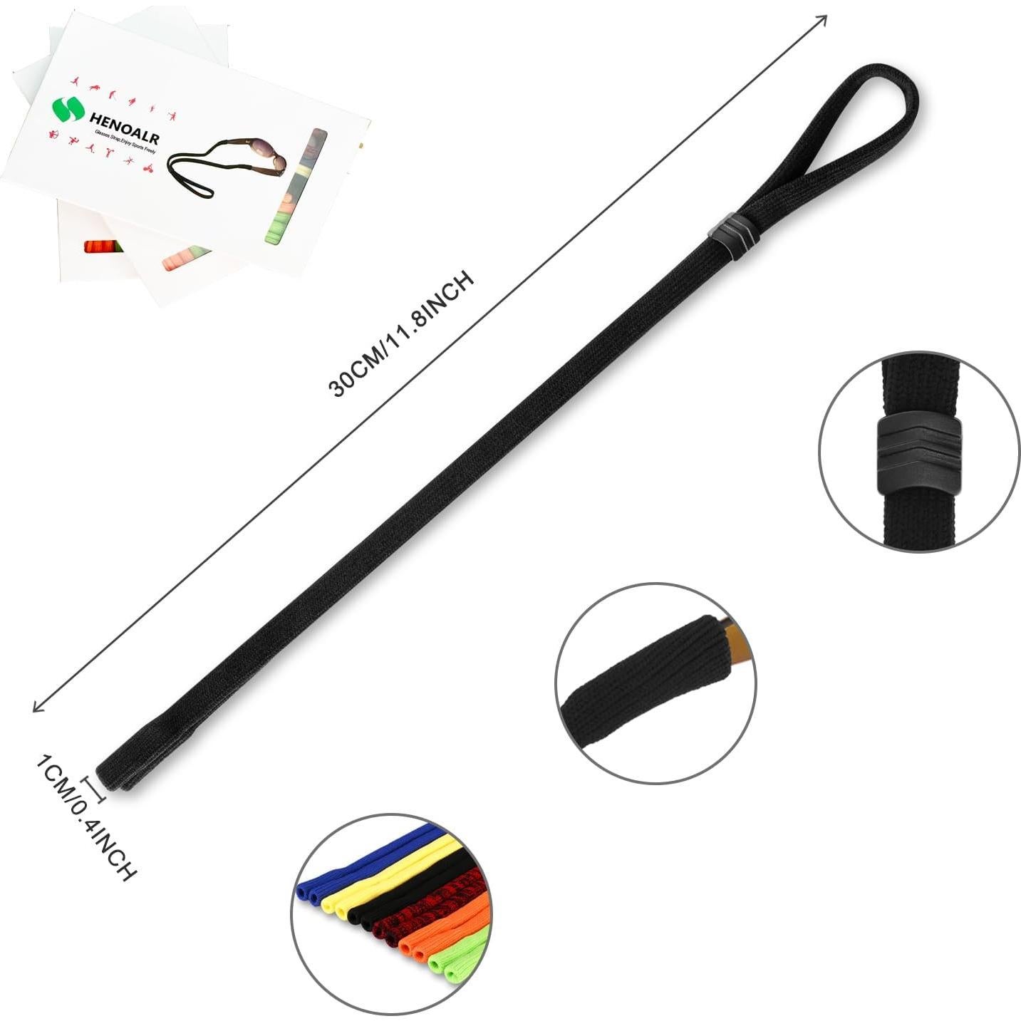 Correa para Gafas HENOALR Ajustable 6 Piezas Negro