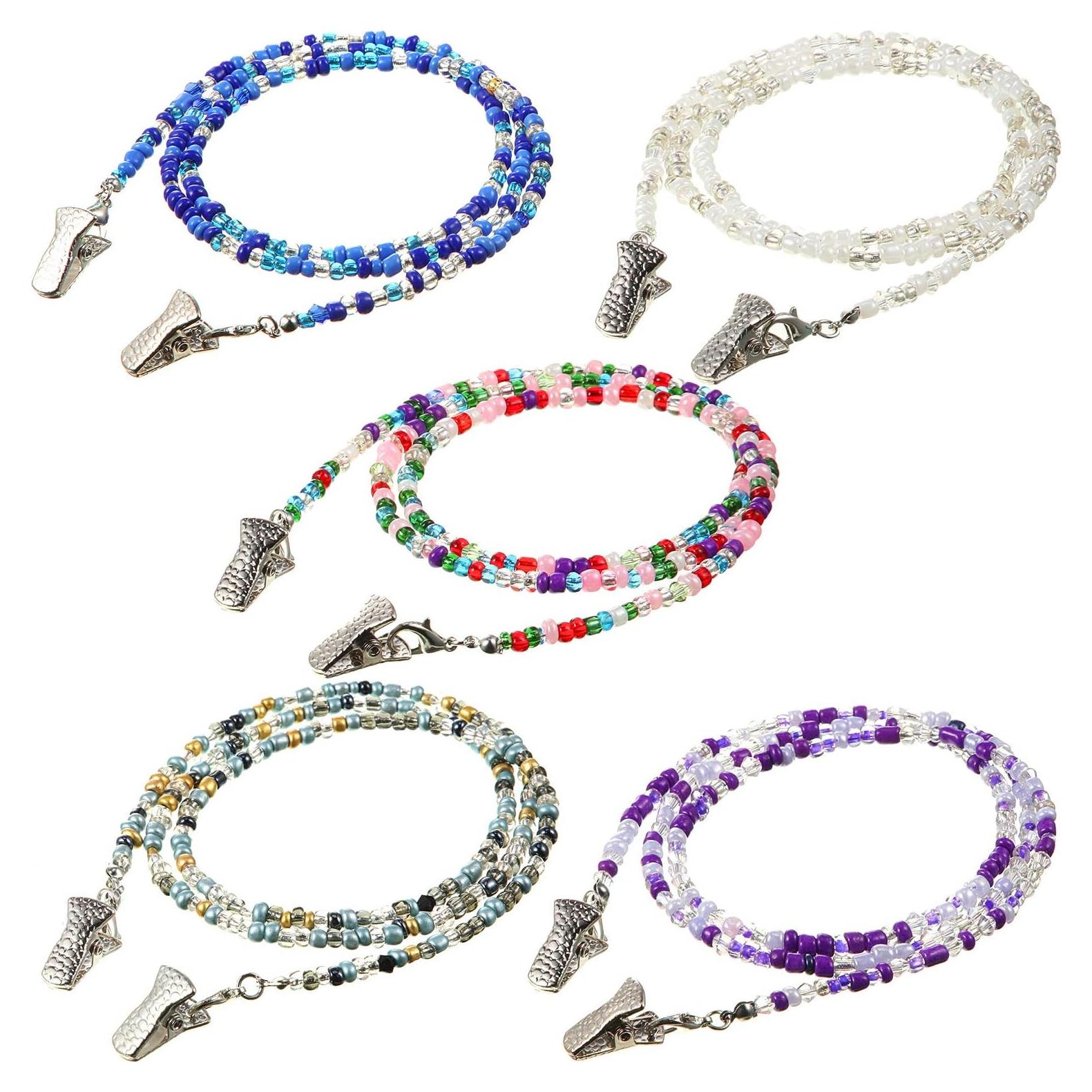 Cadena de Gafas Boao 5 Piezas Coloridas 71 cm Clips Antideslizantes