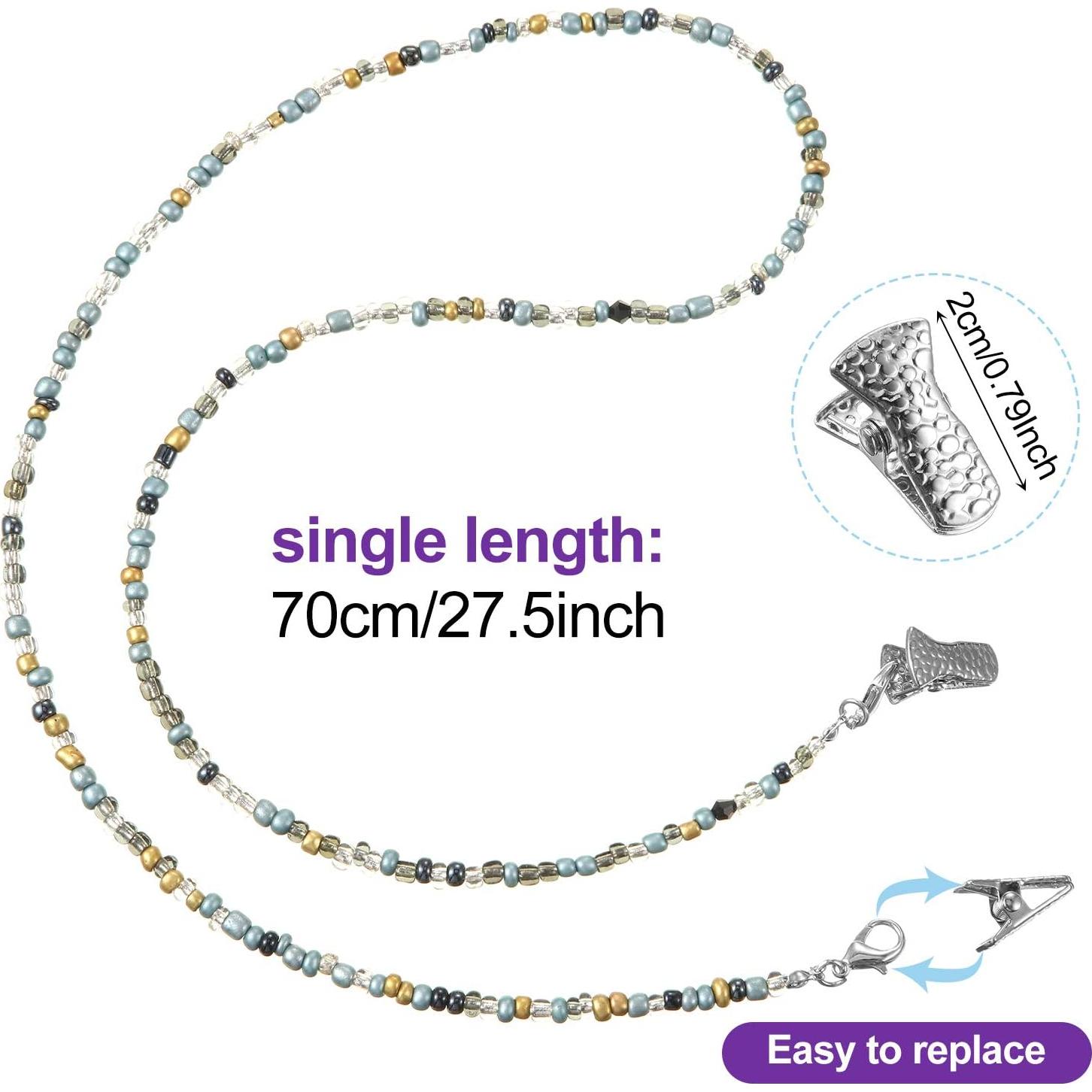 Cadena de Gafas Boao 5 Piezas Coloridas 71 cm Clips Antideslizantes