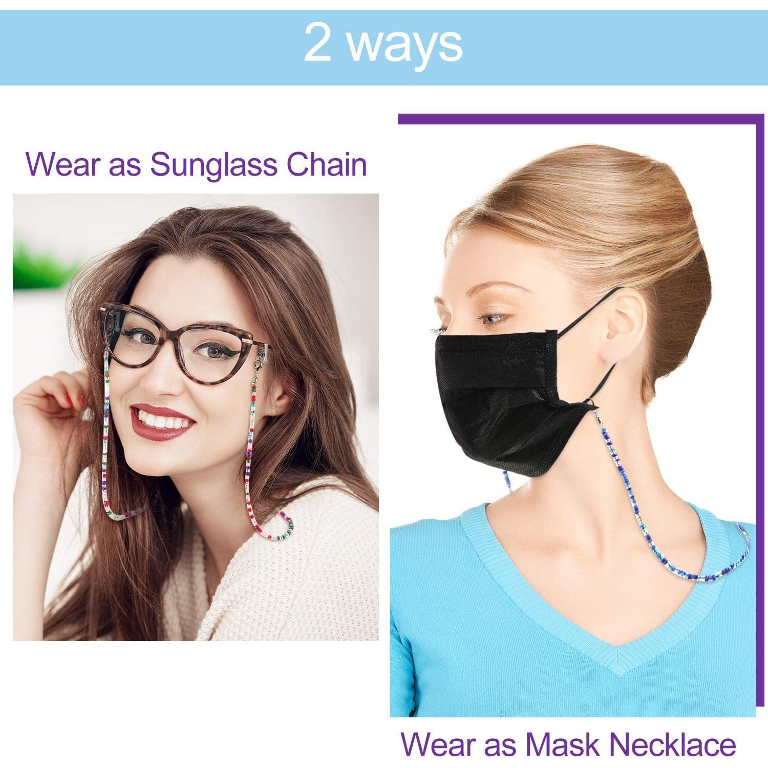 Cadena de Gafas Boao 5 Piezas Coloridas 71 cm Clips Antideslizantes