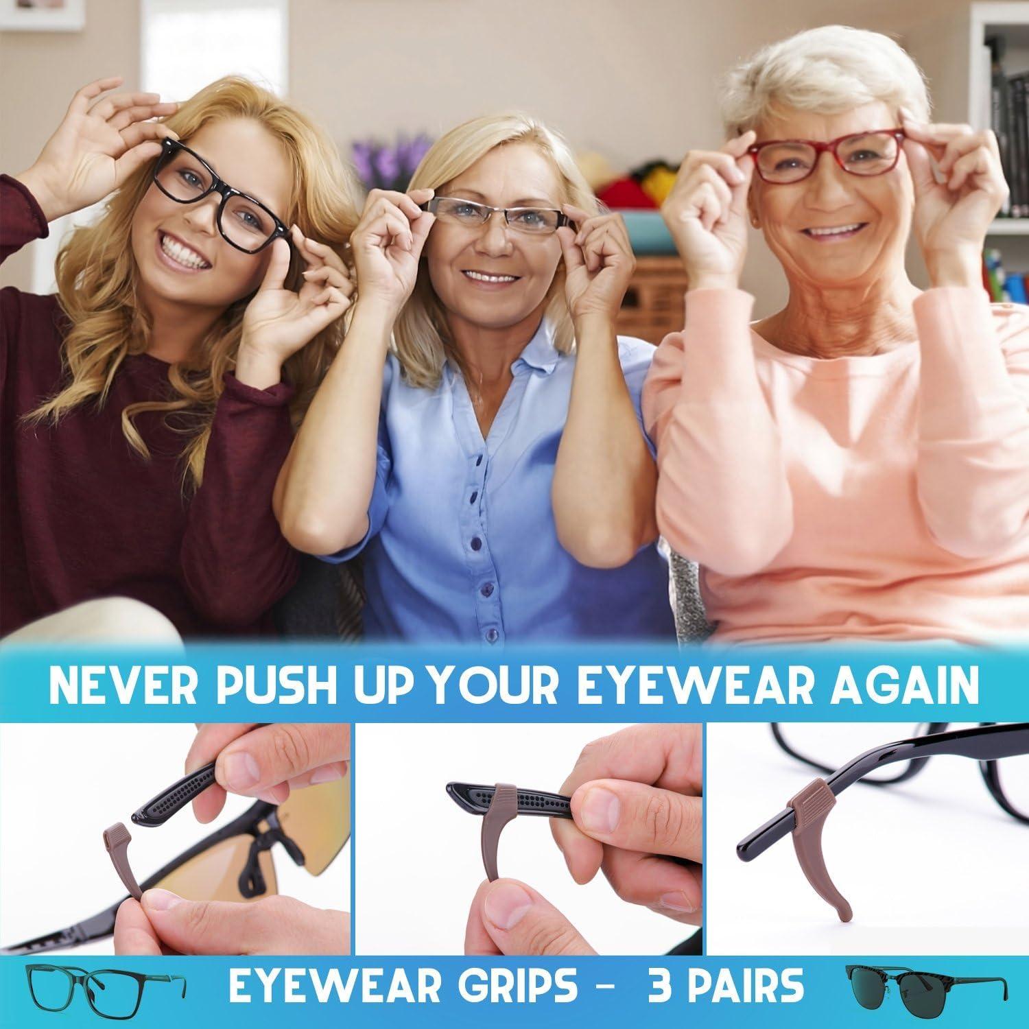 Paquete de 3 Sujetadores de Gafas Anchor Antideslizantes Negro