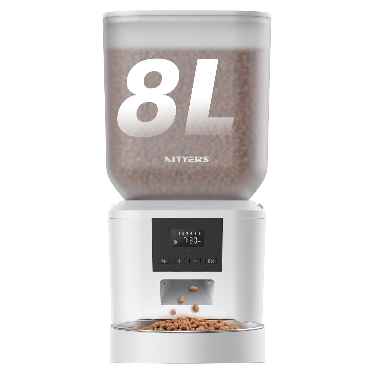Comedero Automático Nityers 8L para Perros y Gatos Blanco