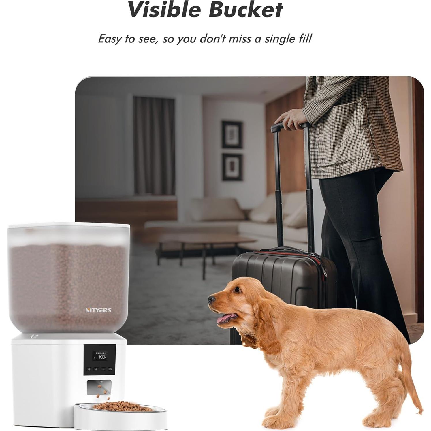 Comedero Automático Nityers 8L para Perros y Gatos Blanco