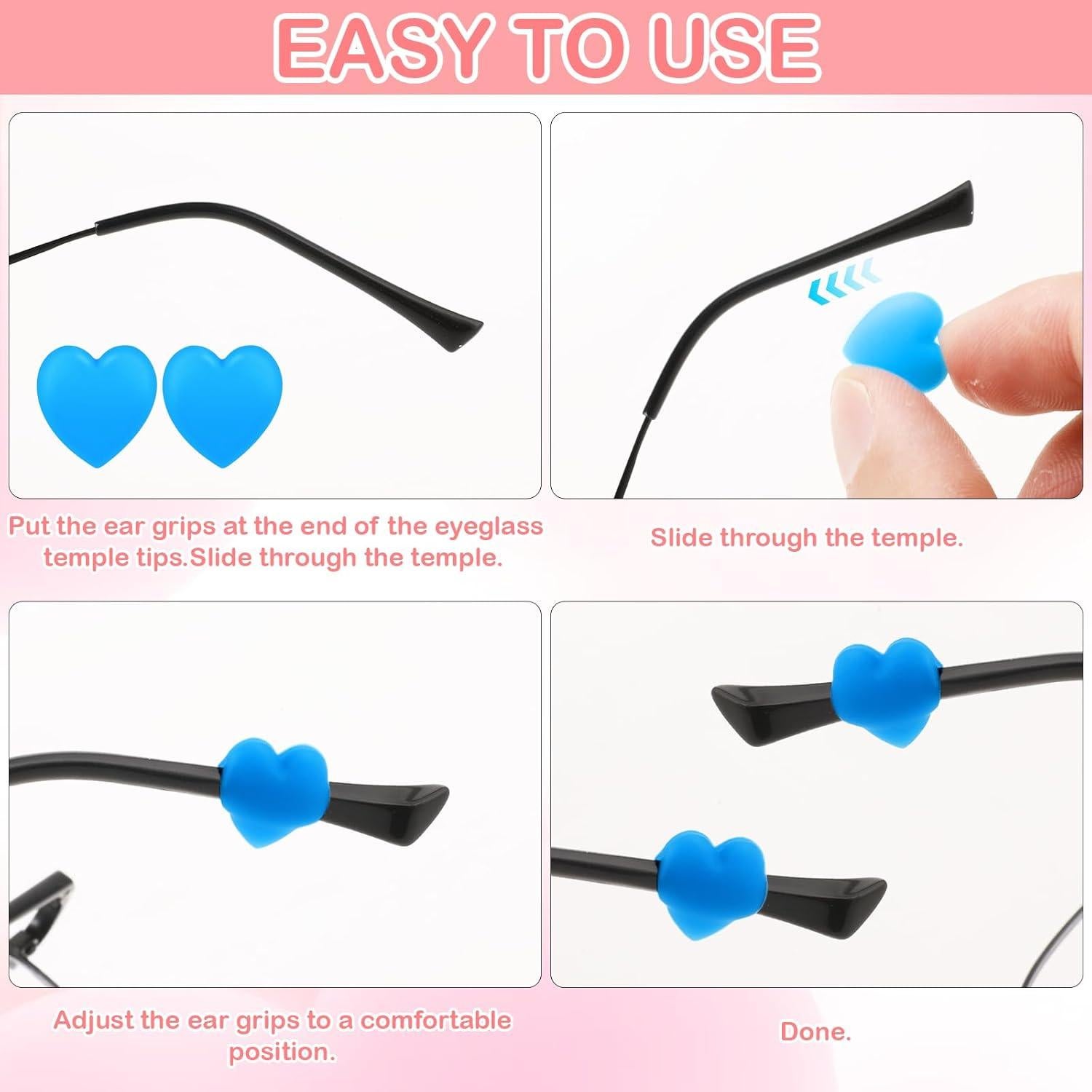 Sujetadores de Gafas Silicona Corazón 11 Pares Antideslizantes