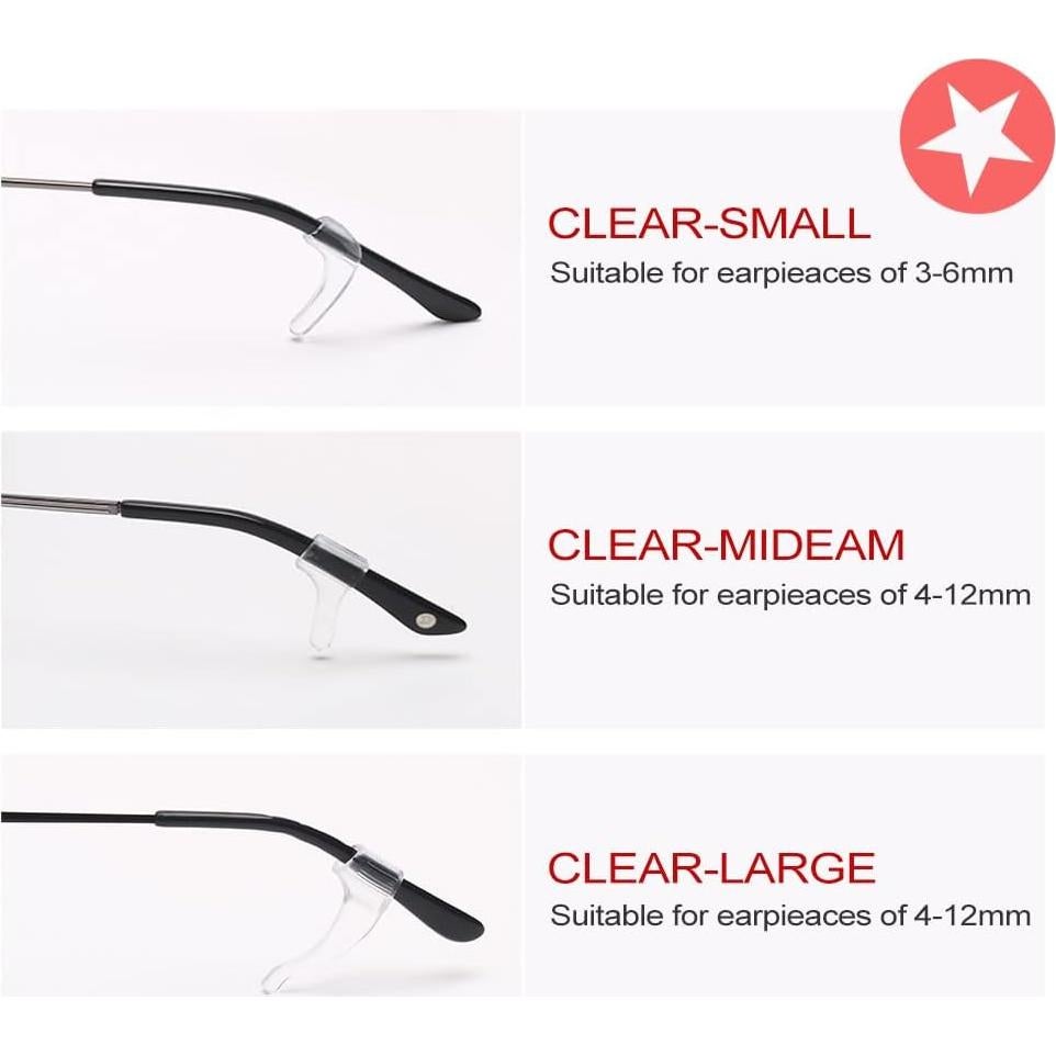 Ganchos para Gafas Silicona Transparente 25 Pairs EG-00