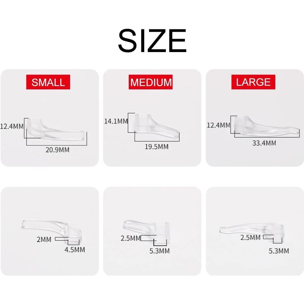 Ganchos para Gafas Silicona Transparente 25 Pairs EG-00