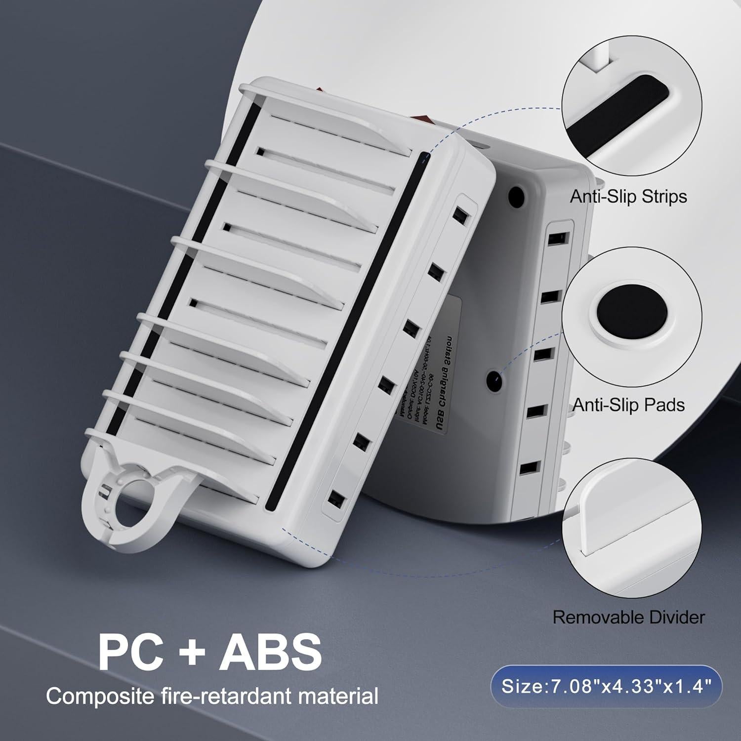 Estación de Carga Rápida 50W 6 Puertos con Cables Mixtos