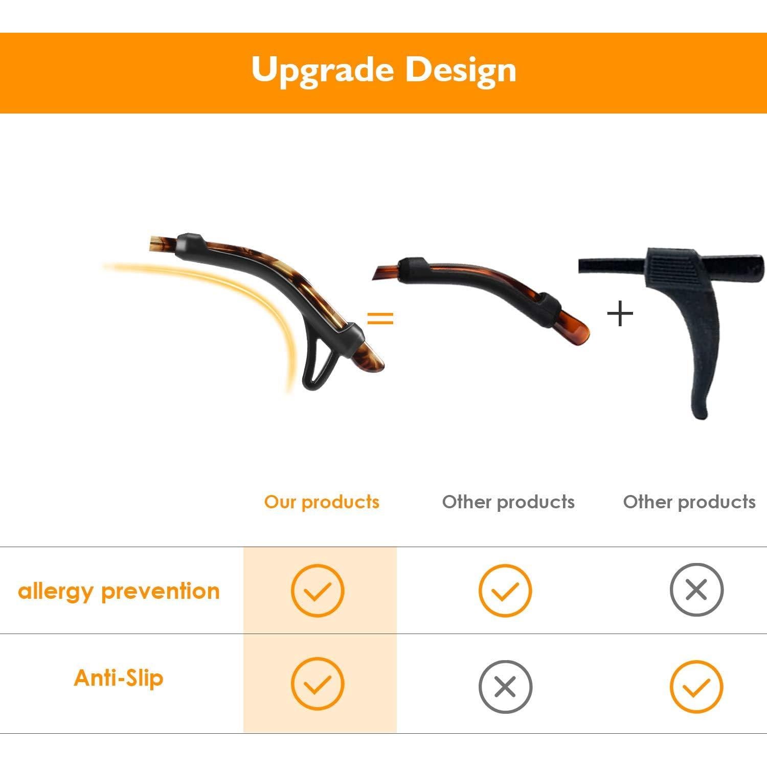 Mangas Antideslizantes para Gafas TOPOPTIC - 6 Pares Negros