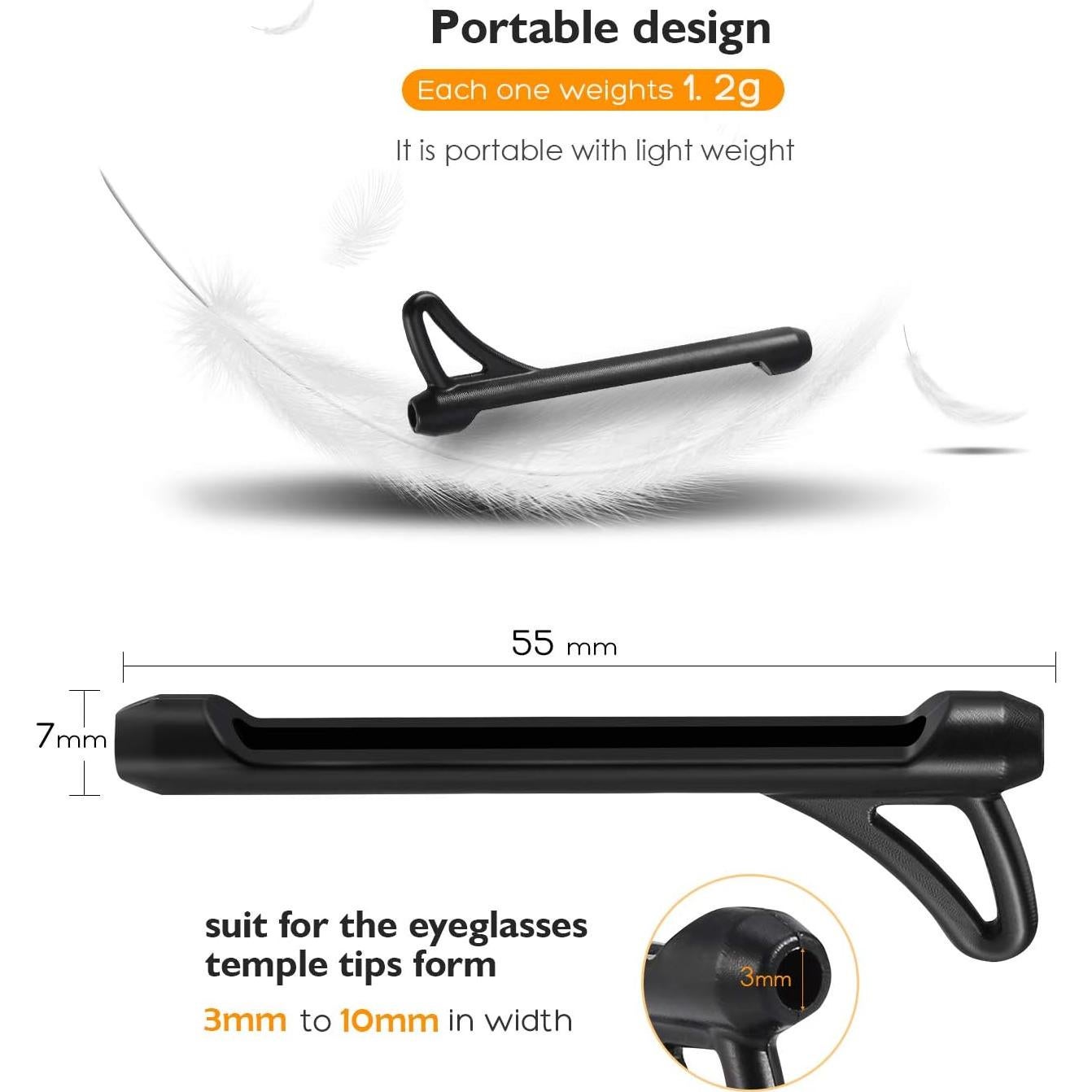 Mangas Antideslizantes para Gafas TOPOPTIC - 6 Pares Negros