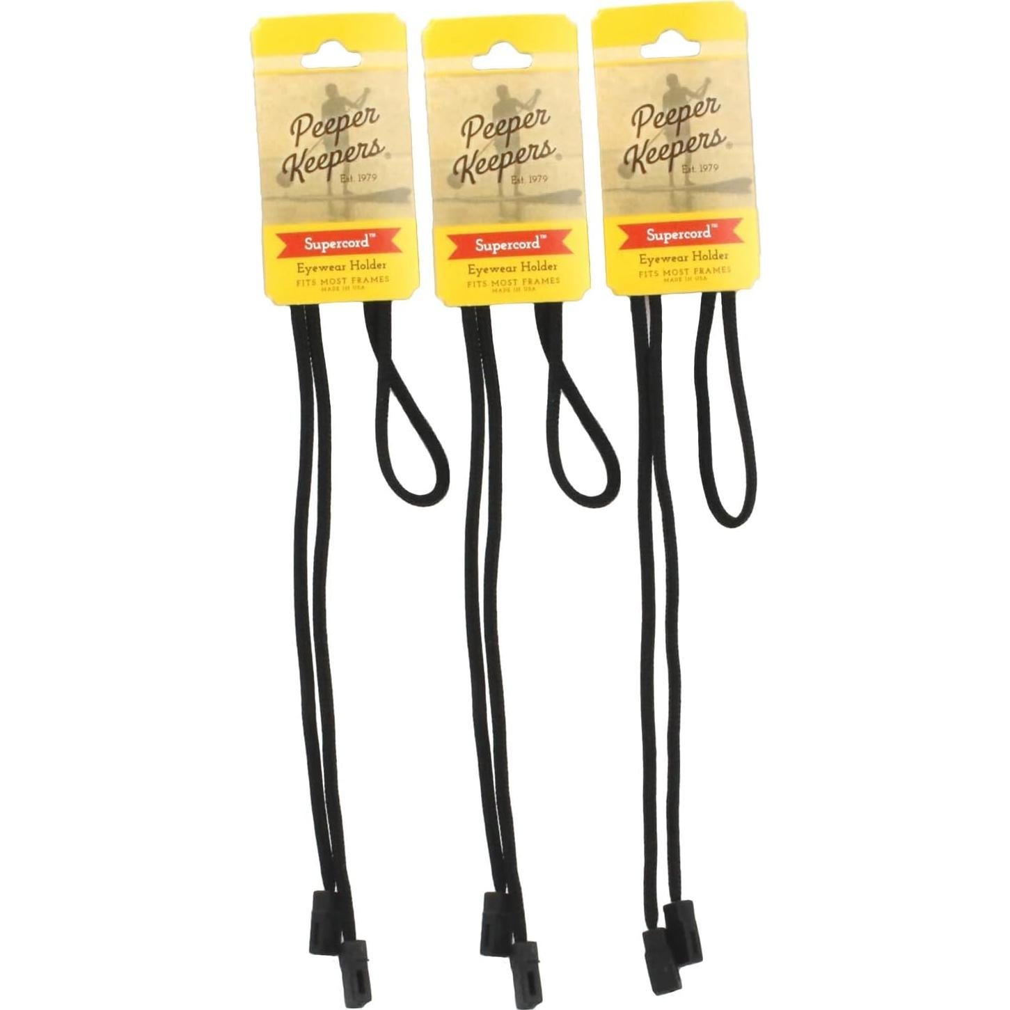 Retenedor Peeper Keepers Supercord Negro 3 Piezas Gafas