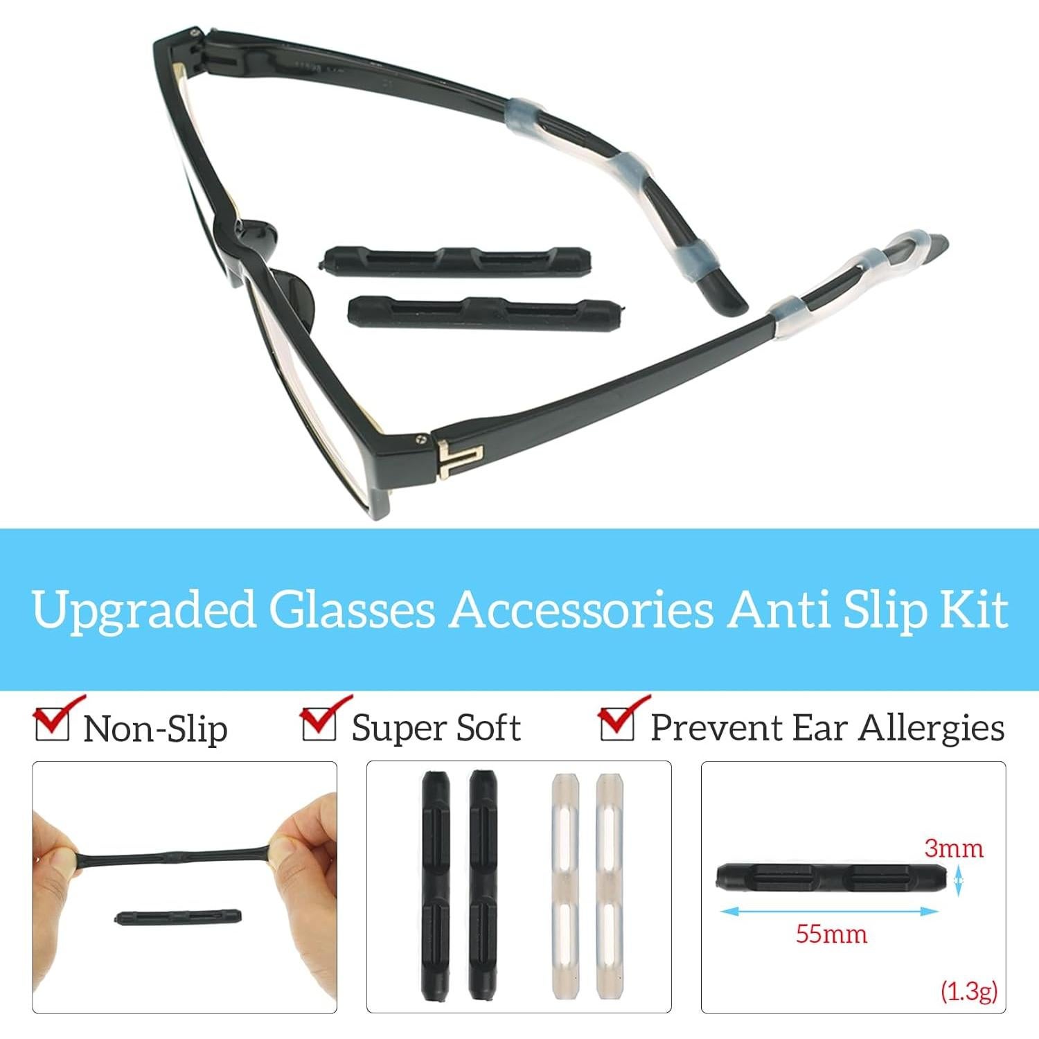 Agarraderas Antideslizantes para Gafas ESSSO 16 Pares Silicona