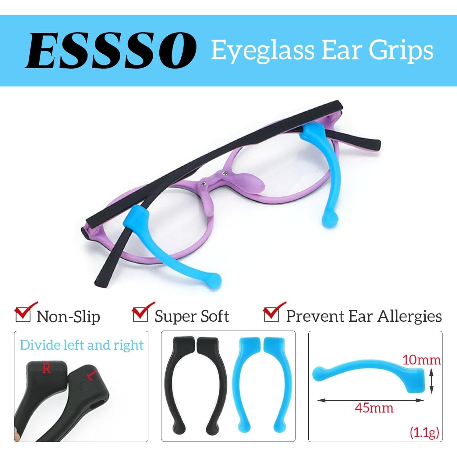 Agarraderas Antideslizantes para Gafas ESSSO 16 Pares Silicona