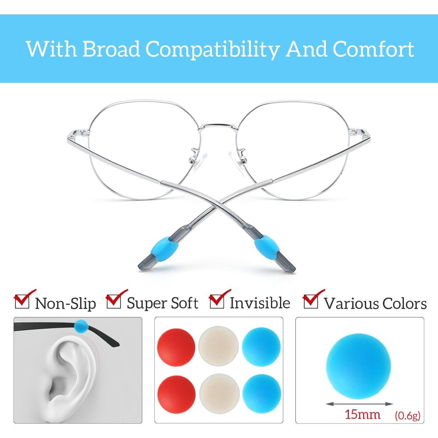 Agarraderas Antideslizantes para Gafas ESSSO 16 Pares Silicona