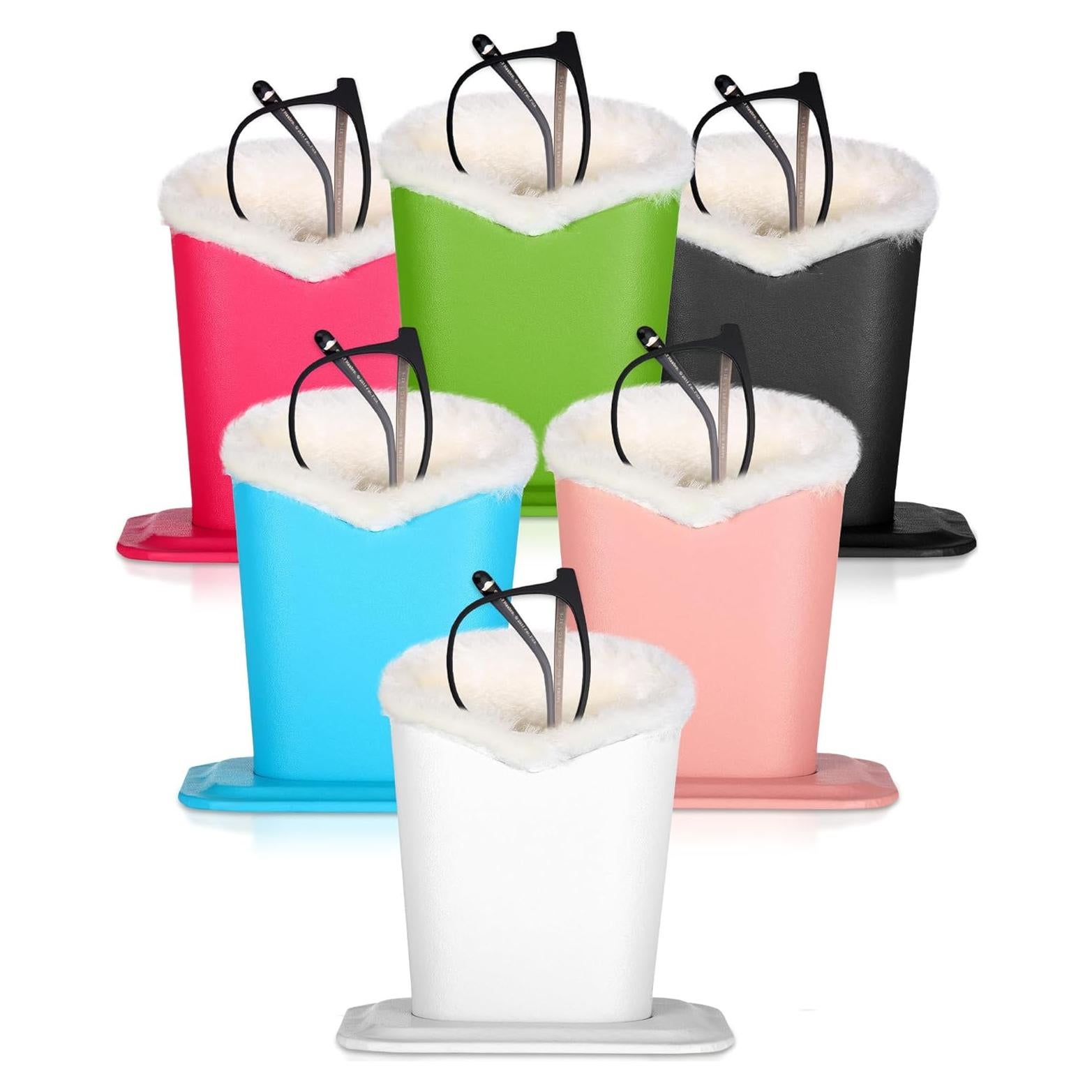 Soporte de Gafas Weewooday 6 Piezas Cuero y Felpa 11.5x8x12cm