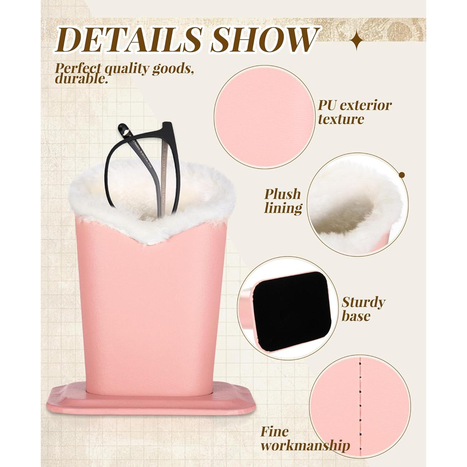 Soporte de Gafas Weewooday 6 Piezas Cuero y Felpa 11.5x8x12cm