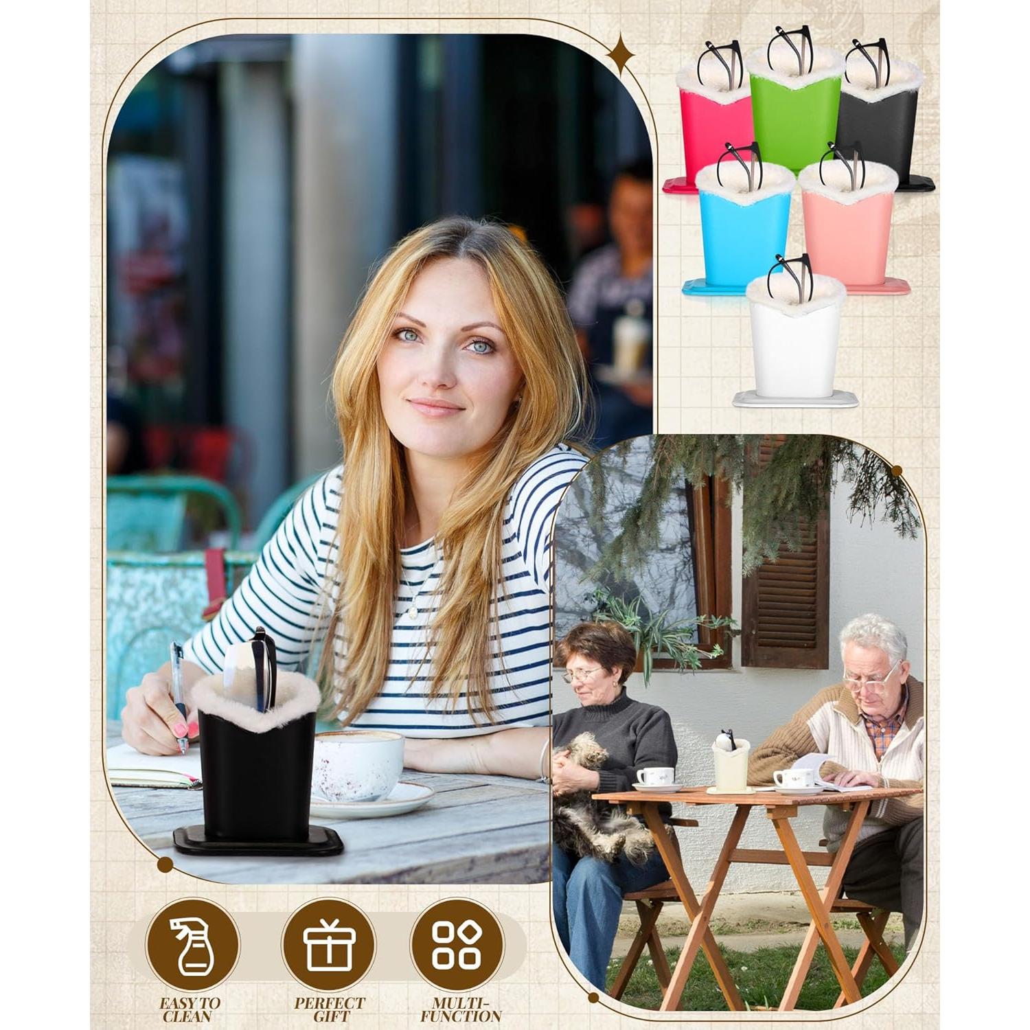 Soporte de Gafas Weewooday 6 Piezas Cuero y Felpa 11.5x8x12cm