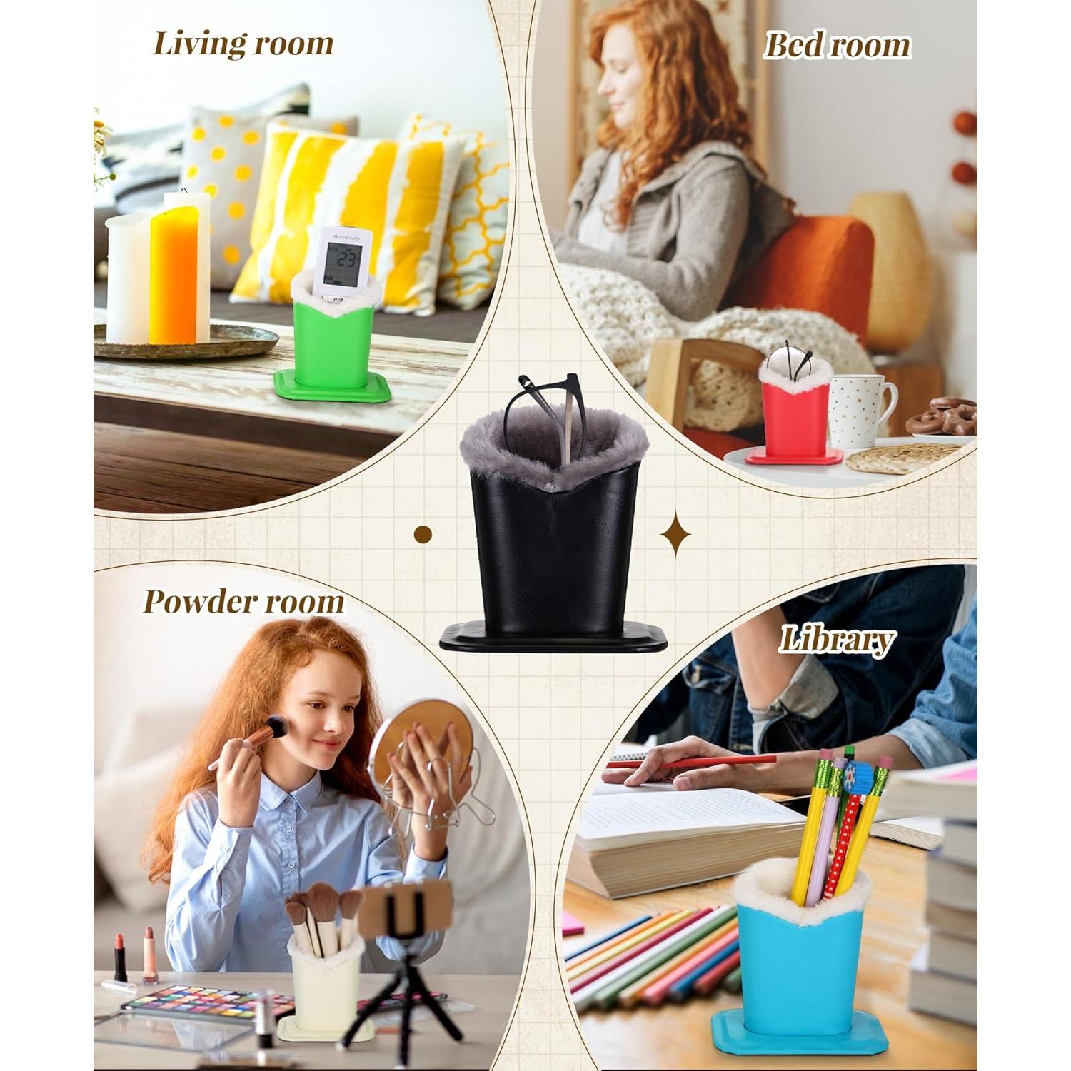 Soporte de Gafas Weewooday 6 Piezas Cuero y Felpa 11.5x8x12cm