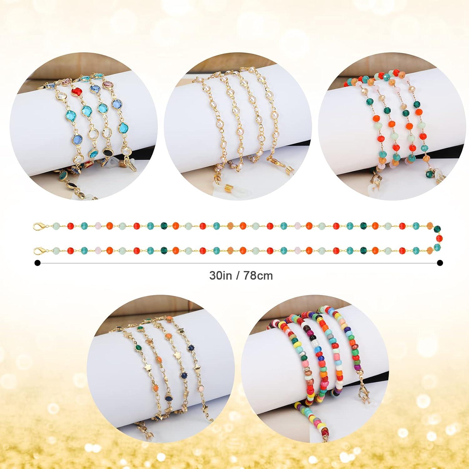 Paquete de 5 cadenas de gafas para mujeres - Coloridas y elegantes