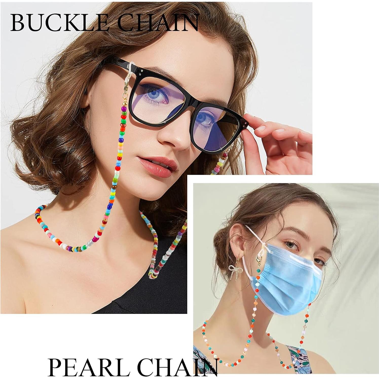 Paquete de 5 cadenas de gafas para mujeres - Coloridas y elegantes