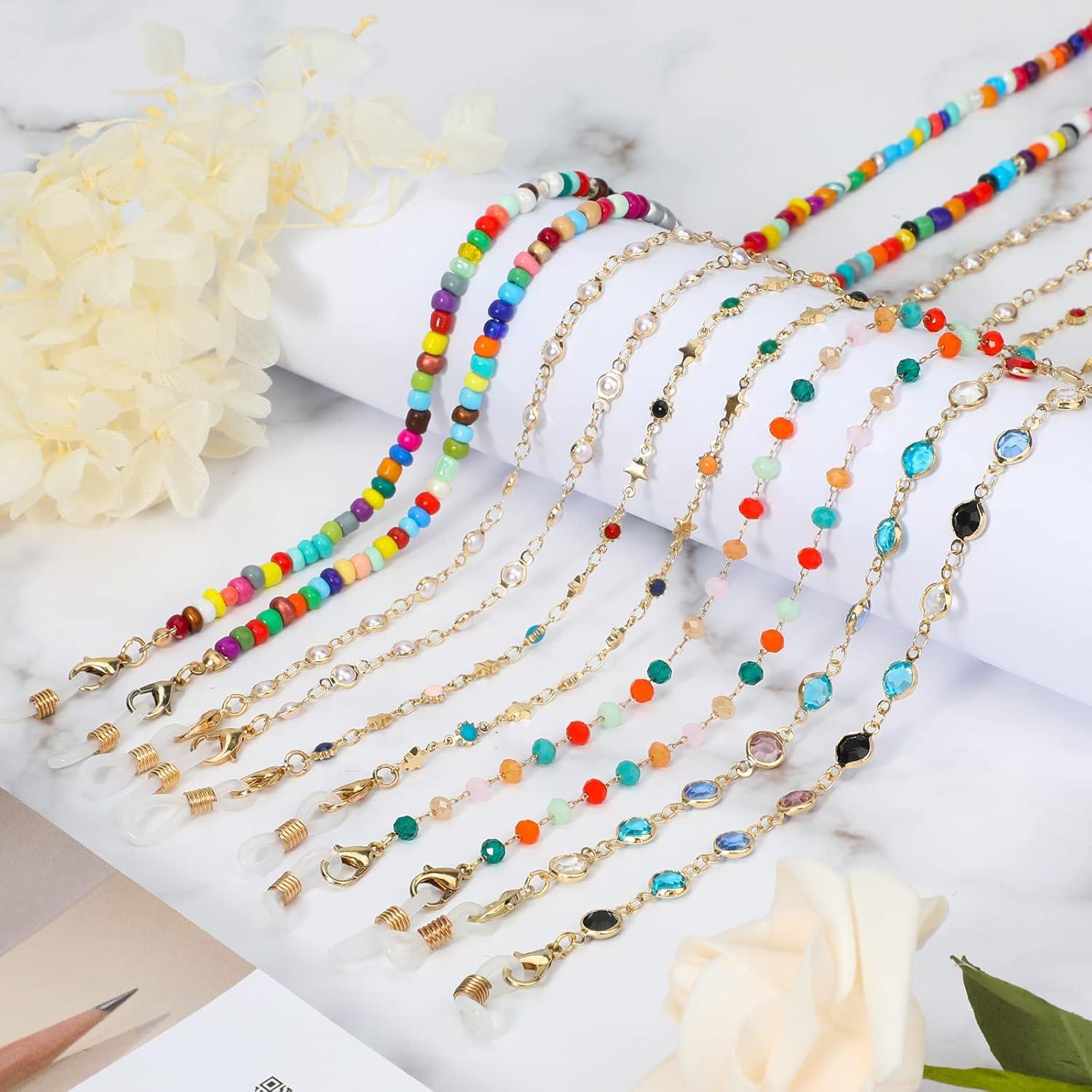 Paquete de 5 cadenas de gafas para mujeres - Coloridas y elegantes