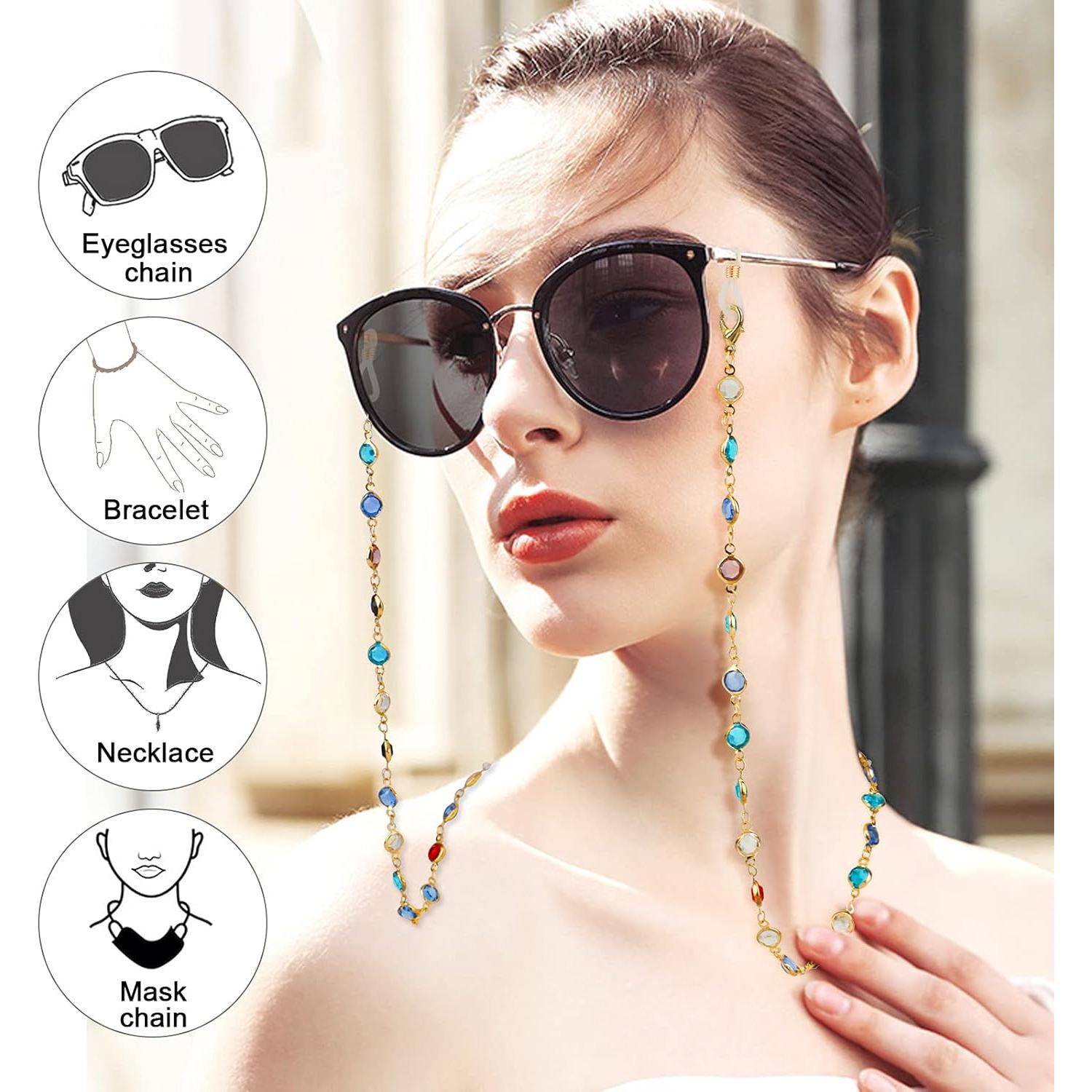 Paquete de 5 cadenas de gafas para mujeres - Coloridas y elegantes