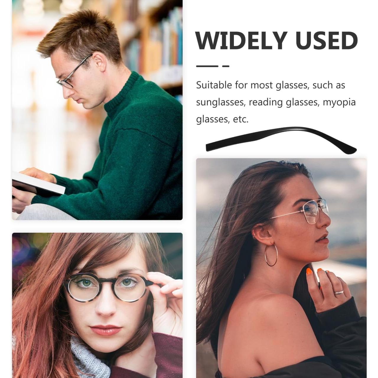 Par de Brazos de Gafas Reemplazo Metal Negro Mobestech