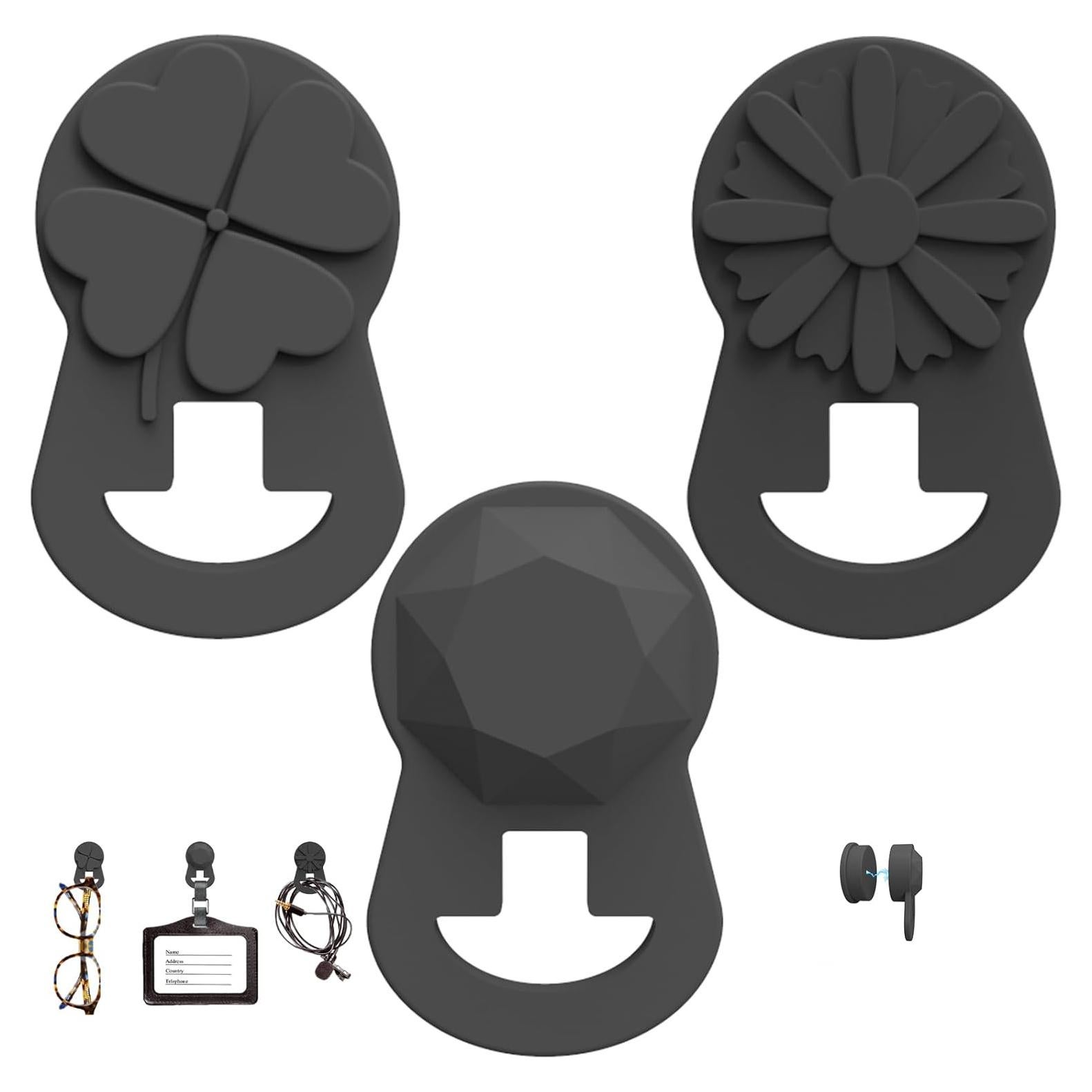 Paquete de 3 Sujetadores Magnéticos para Gafas - Negro