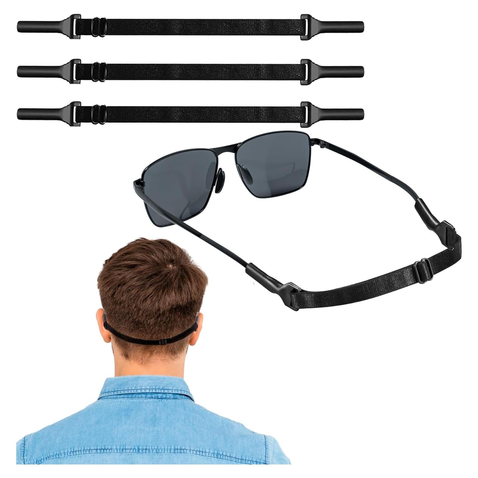 3 Soportes Ajustables para Gafas Correa Elástica Negra