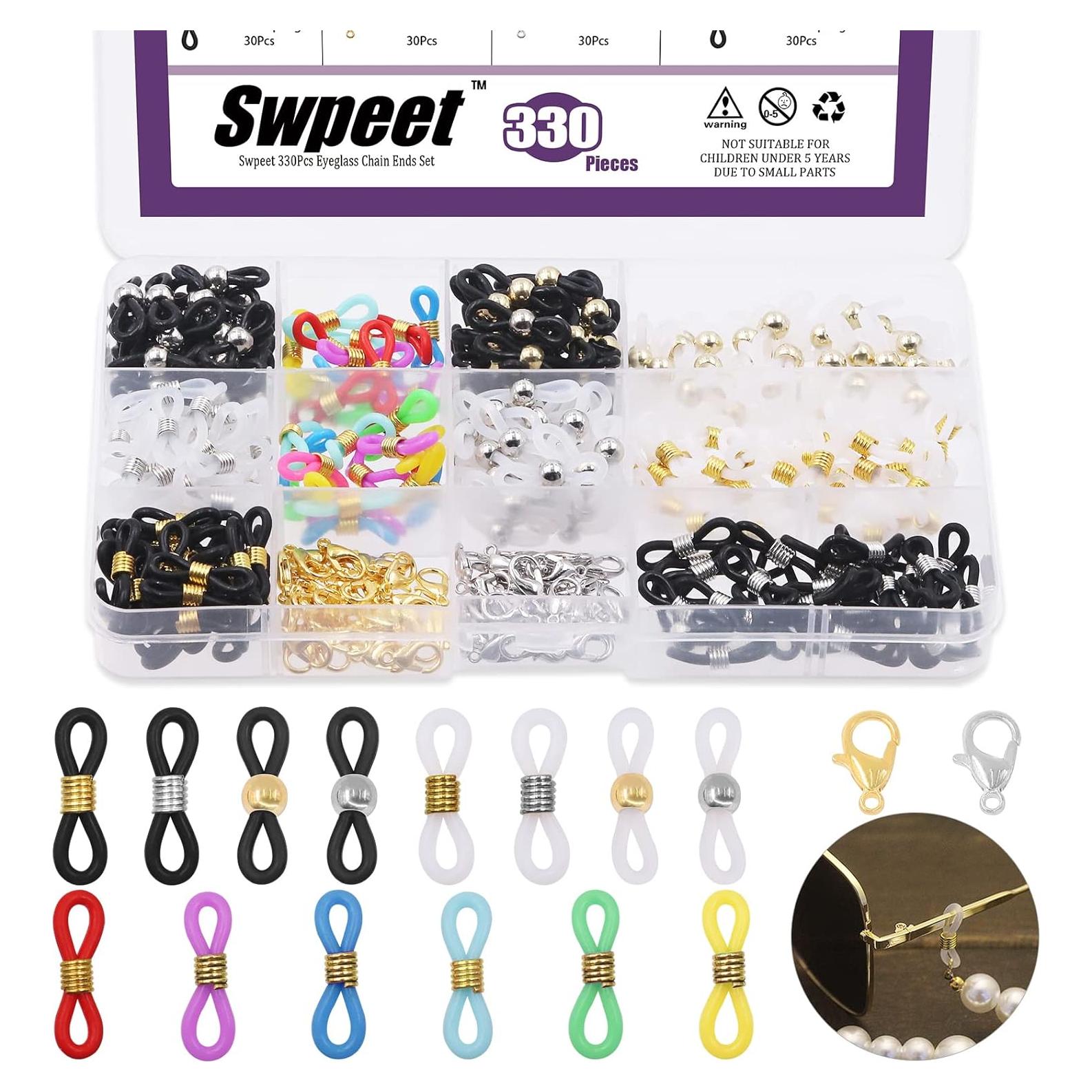 Kit 330Pcs Extremos de Cadena de Gafas Swpeet Ajustables